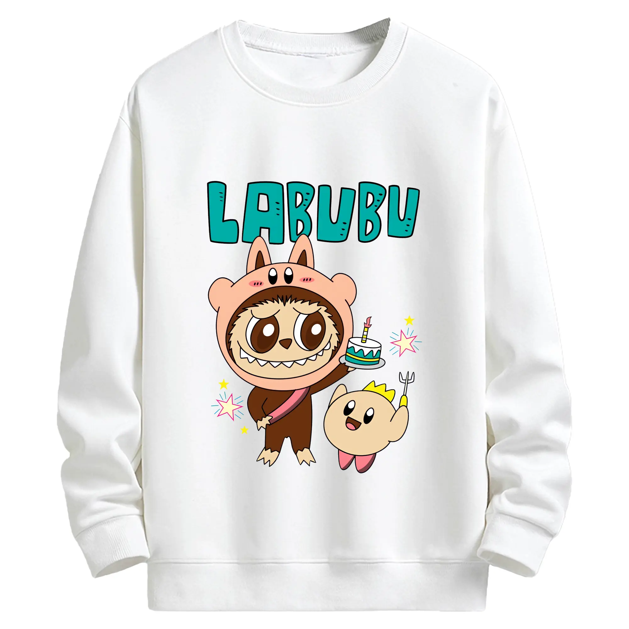 ラブブ グッズ モココ - キッズ クルーネックスウェットシャツ ・ フロントプリント ・ 綿80％ ポリエステル20％ ・ 快適 通学 スポーツ 日常使い お散歩用