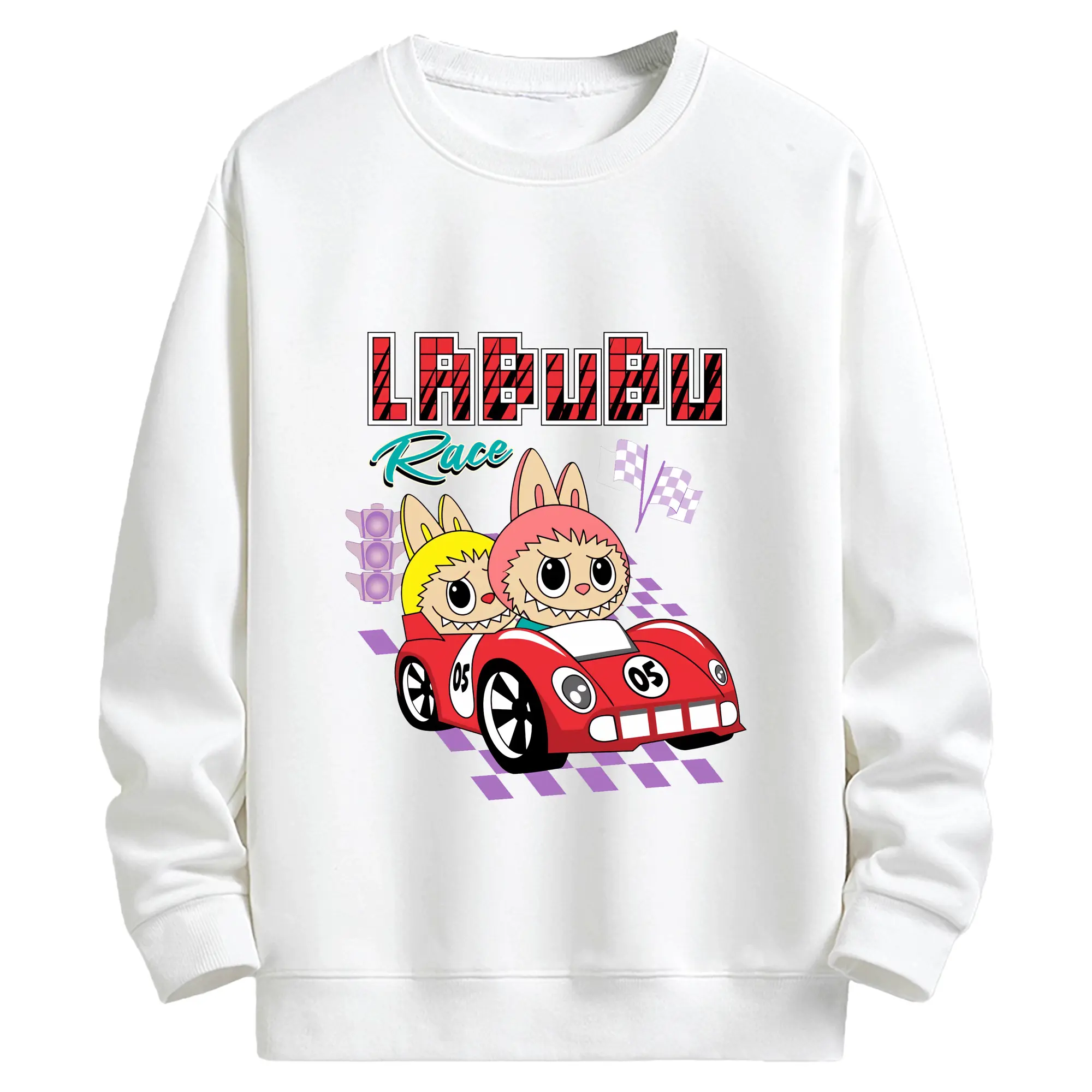 ラブブ グッズ モココ - キッズ クルーネックスウェットシャツ ・ フロントプリント ・ 綿80％ ポリエステル20％ ・ 快適 通学 スポーツ 日常使い お散歩用