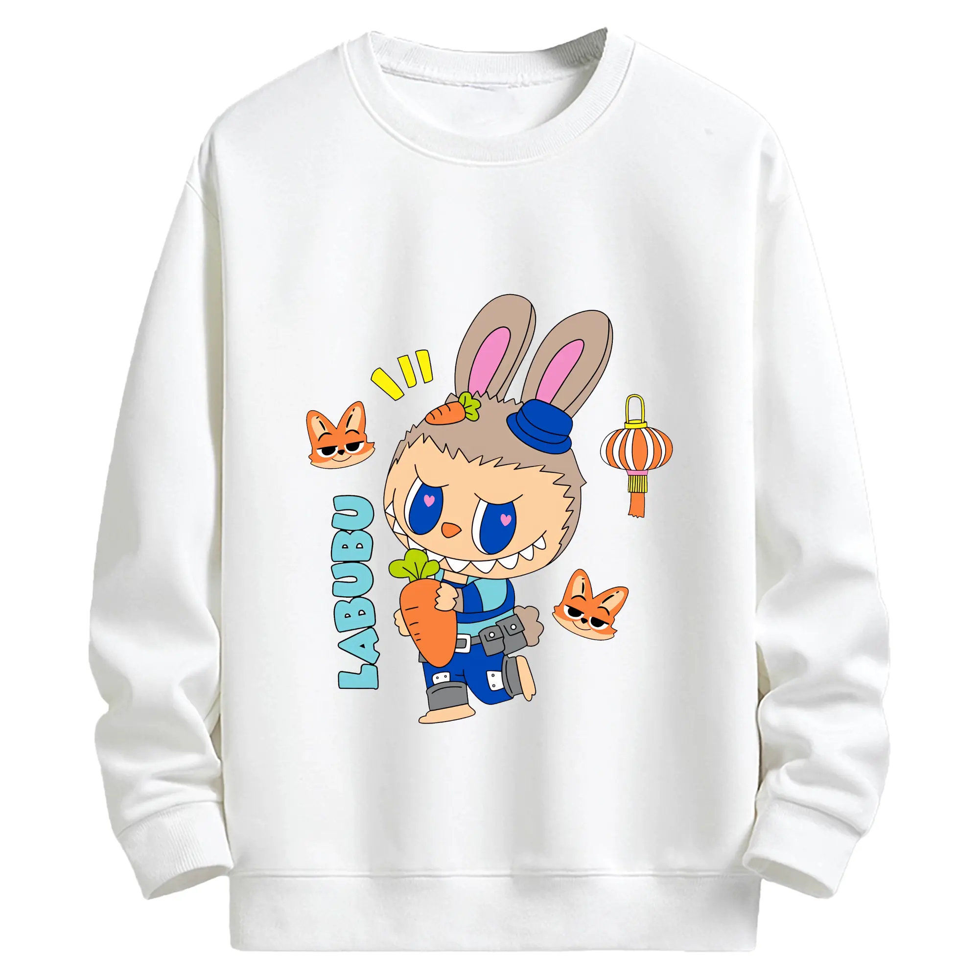 ラブブ グッズ モココ - キッズ クルーネックスウェットシャツ ・ フロントプリント ・ 綿80％ ポリエステル20％ ・ 快適 通学 スポーツ 日常使い お散歩用