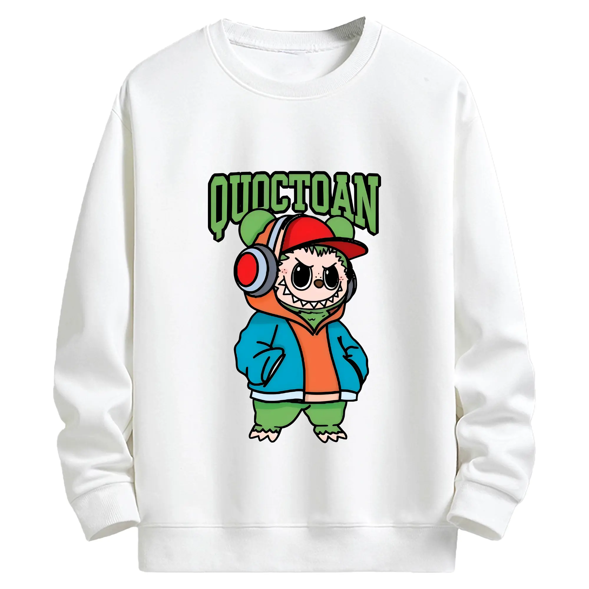 ラブブ グッズ モココ - キッズ クルーネックスウェットシャツ ・ フロントプリント ・ 綿80％ ポリエステル20％ ・ 快適 通学 スポーツ 日常使い お散歩用