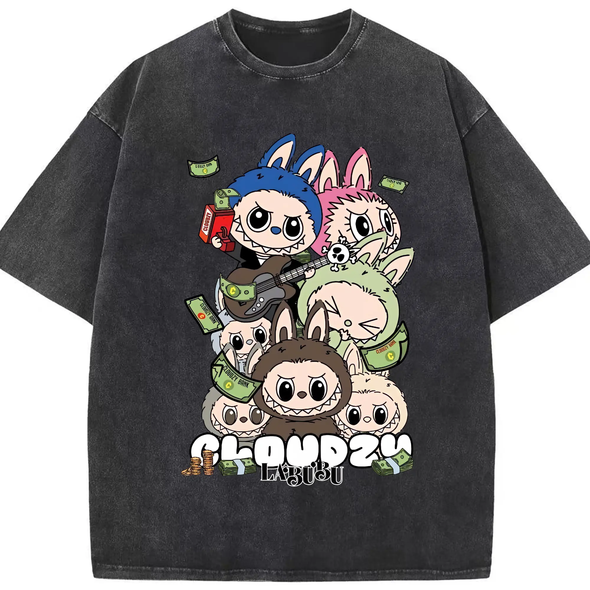 ラブブ グッズ モココ - 綿100％ ヴィンテージ風 半袖Tシャツ ・ フロントプリント ・ 柔らか肌触り ・ 通気性 快適 ・ スポーツ カジュアル 外出用