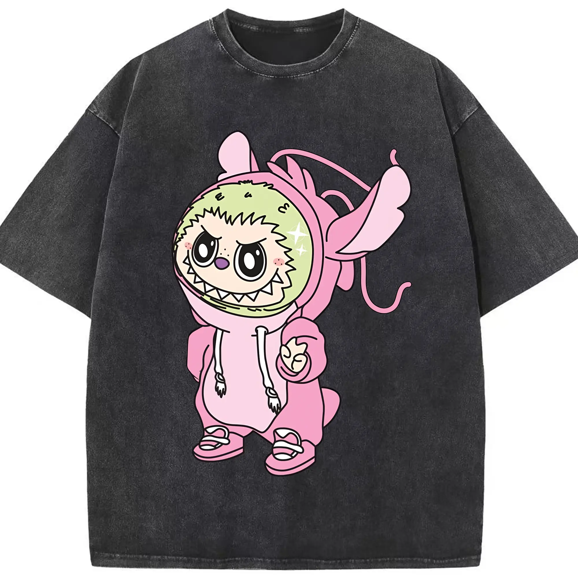 ラブブ グッズ モココ - 綿100％ ヴィンテージ風 半袖Tシャツ ・ フロントプリント ・ 柔らか肌触り ・ 通気性 快適 ・ スポーツ カジュアル 外出用