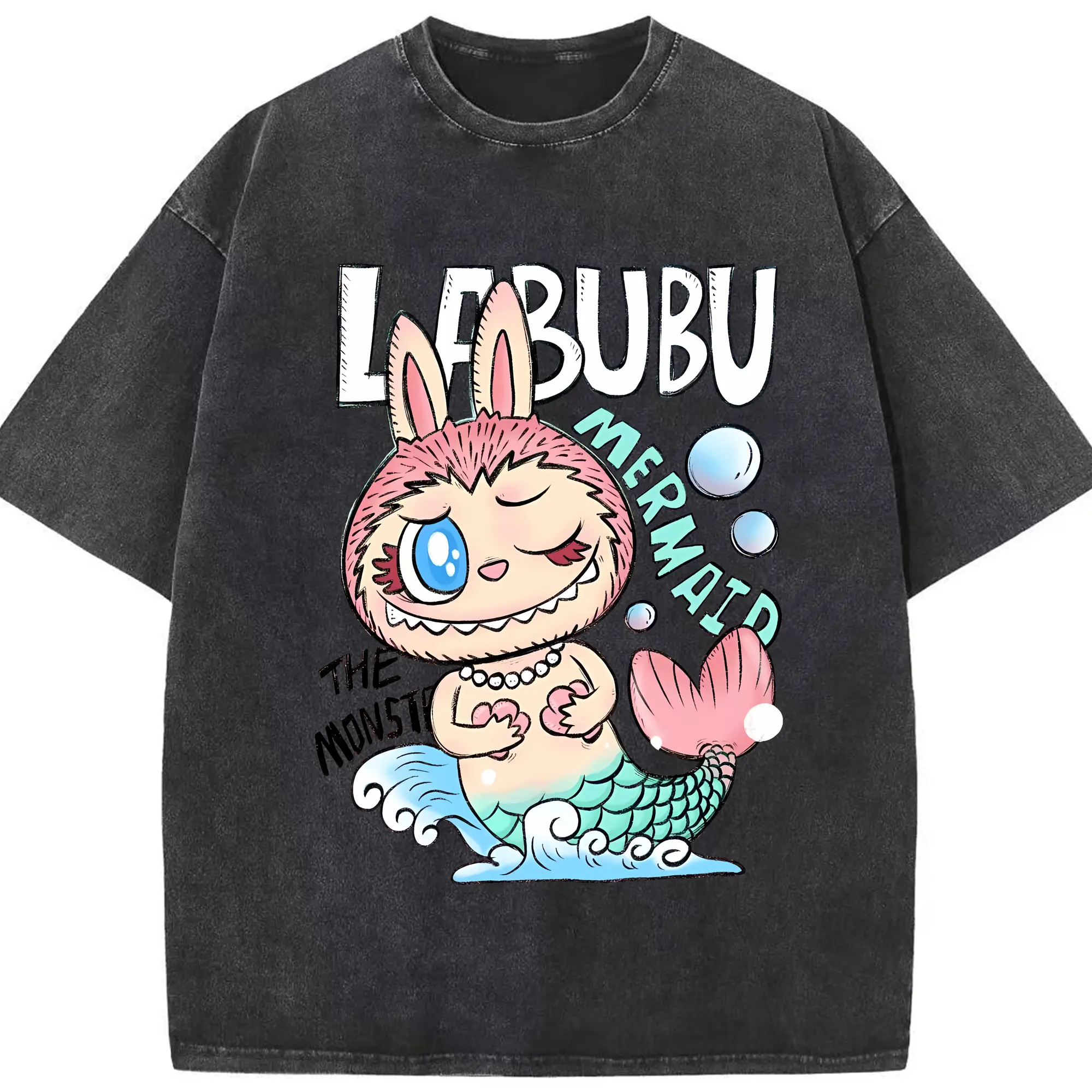 ラブブ グッズ モココ - 綿100％ ヴィンテージ風 半袖Tシャツ ・ フロントプリント ・ 柔らか肌触り ・ 通気性 快適 ・ スポーツ カジュアル 外出用