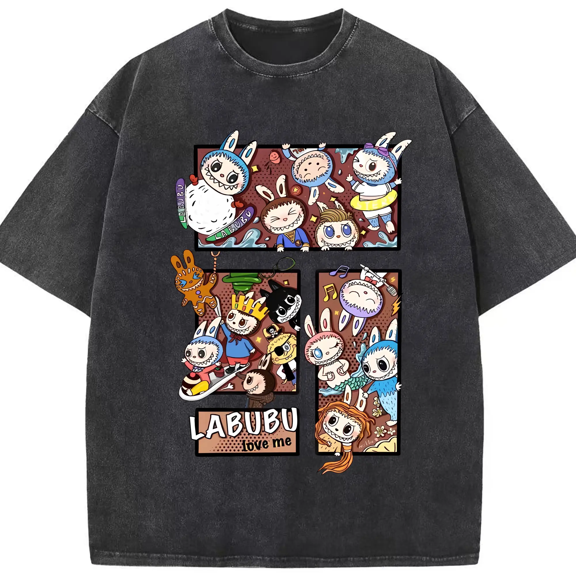 ラブブ グッズ モココ - 綿100％ ヴィンテージ風 半袖Tシャツ ・ フロントプリント ・ 柔らか肌触り ・ 通気性 快適 ・ スポーツ カジュアル 外出用
