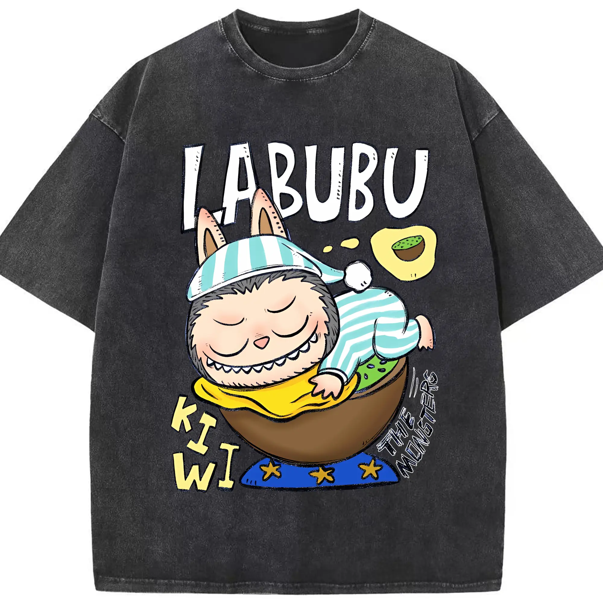 ラブブ グッズ モココ - 綿100％ ヴィンテージ風 半袖Tシャツ ・ フロントプリント ・ 柔らか肌触り ・ 通気性 快適 ・ スポーツ カジュアル 外出用