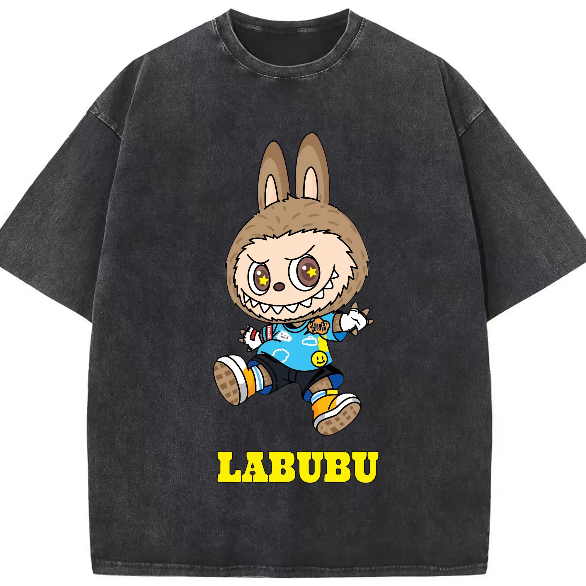 ラブブ グッズ モココ - 綿100％ ヴィンテージ風 半袖Tシャツ ・ フロントプリント ・ 柔らか肌触り ・ 通気性 快適 ・ スポーツ カジュアル 外出用