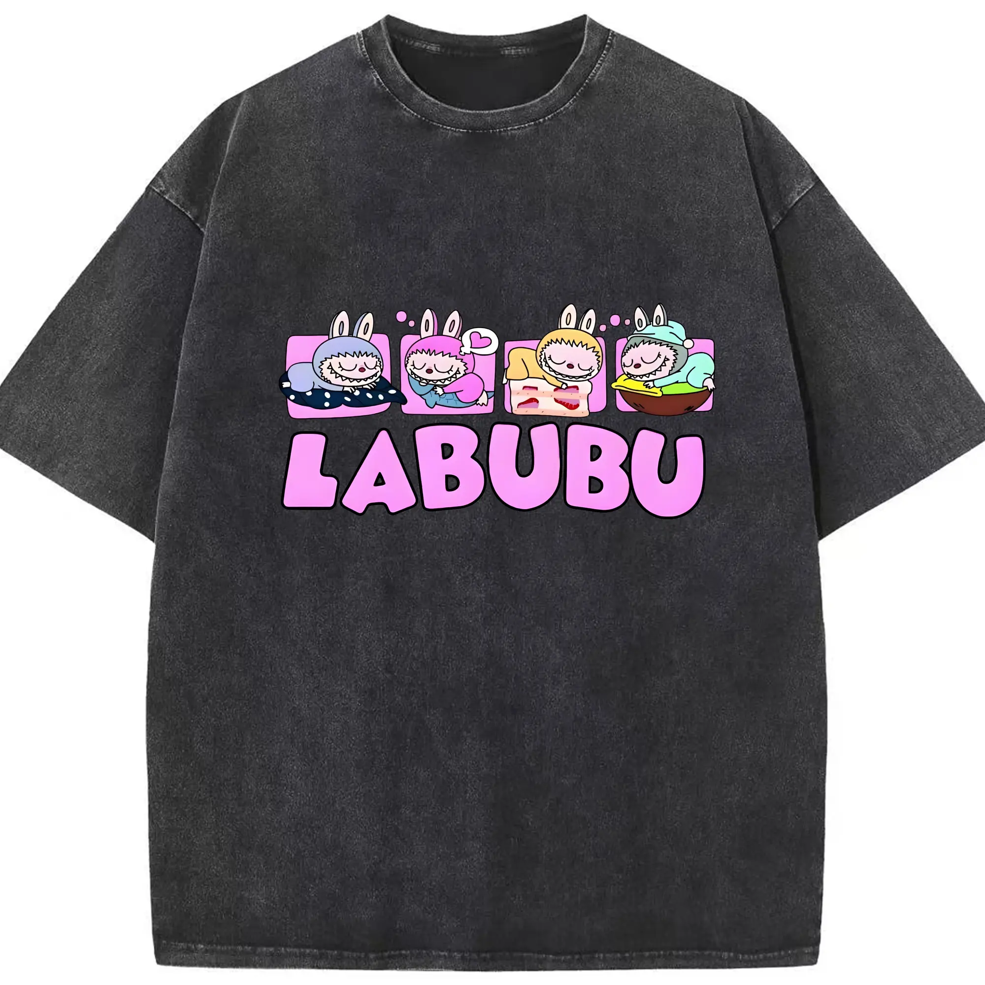 ラブブ グッズ モココ - 綿100％ ヴィンテージ風 半袖Tシャツ ・ フロントプリント ・ 柔らか肌触り ・ 通気性 快適 ・ スポーツ カジュアル 外出用