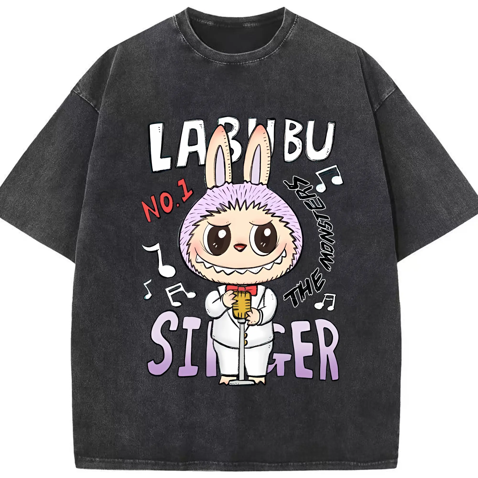 ラブブ グッズ モココ - 綿100％ ヴィンテージ風 半袖Tシャツ ・ フロントプリント ・ 柔らか肌触り ・ 通気性 快適 ・ スポーツ カジュアル 外出用