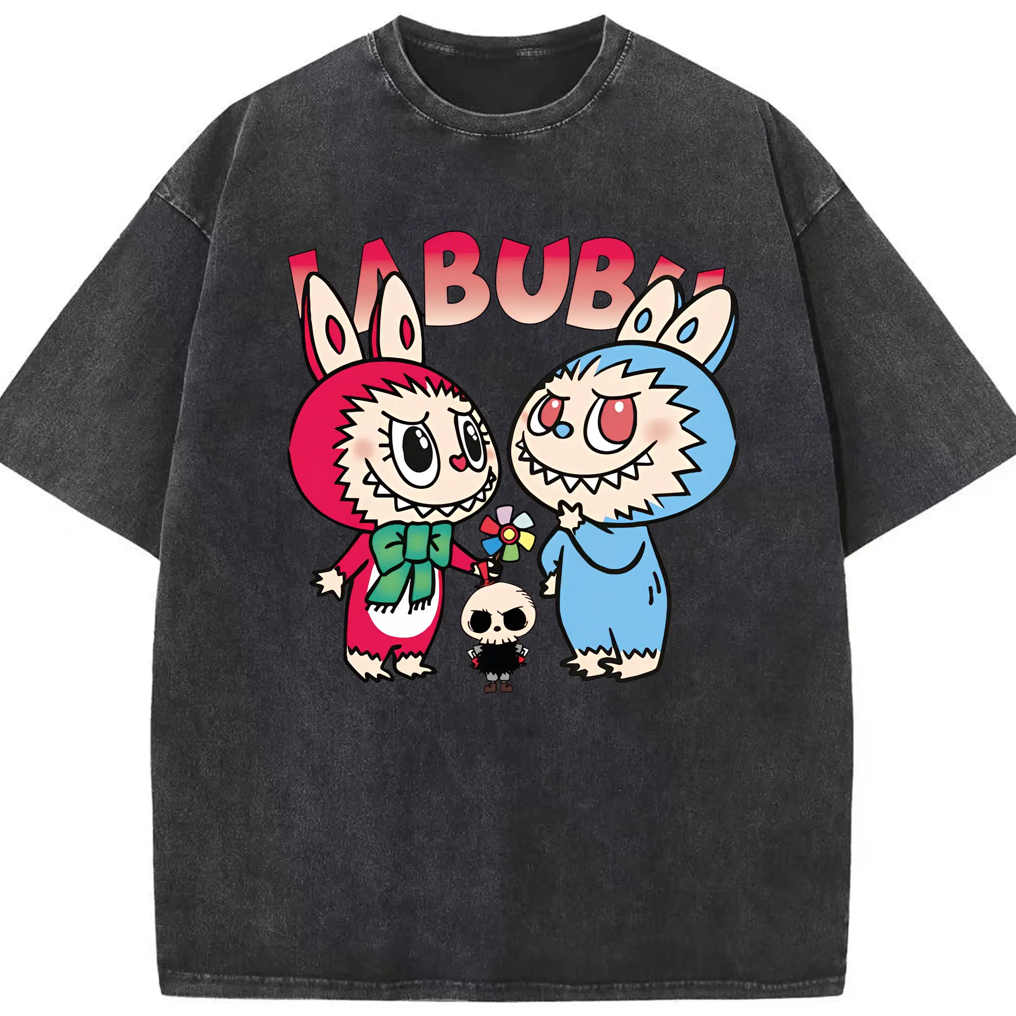 ラブブ グッズ モココ - 綿100％ ヴィンテージ風 半袖Tシャツ ・ フロントプリント ・ 柔らか肌触り ・ 通気性 快適 ・ スポーツ カジュアル 外出用