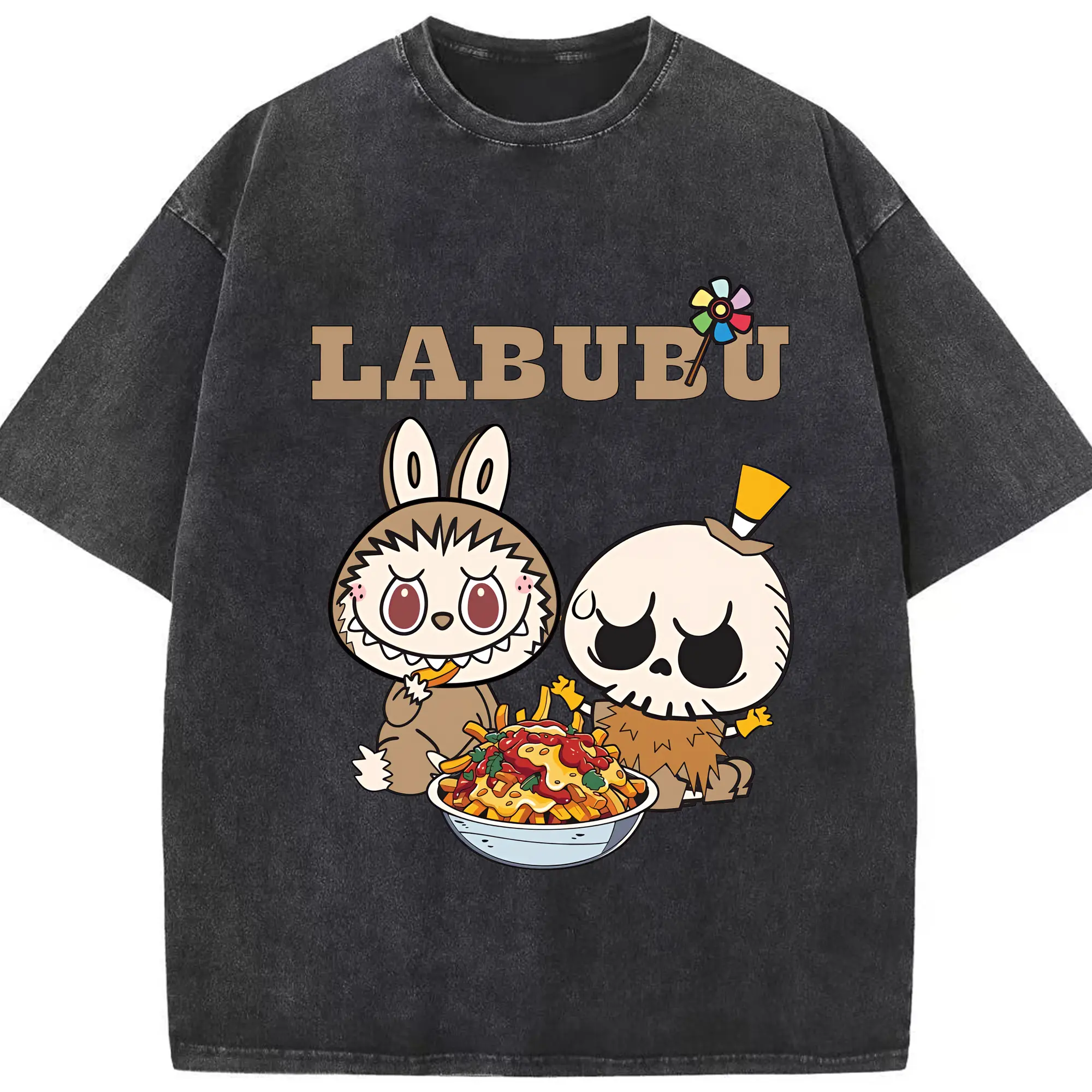 ラブブ グッズ モココ - 綿100％ ヴィンテージ風 半袖Tシャツ ・ フロントプリント ・ 柔らか肌触り ・ 通気性 快適 ・ スポーツ カジュアル 外出用