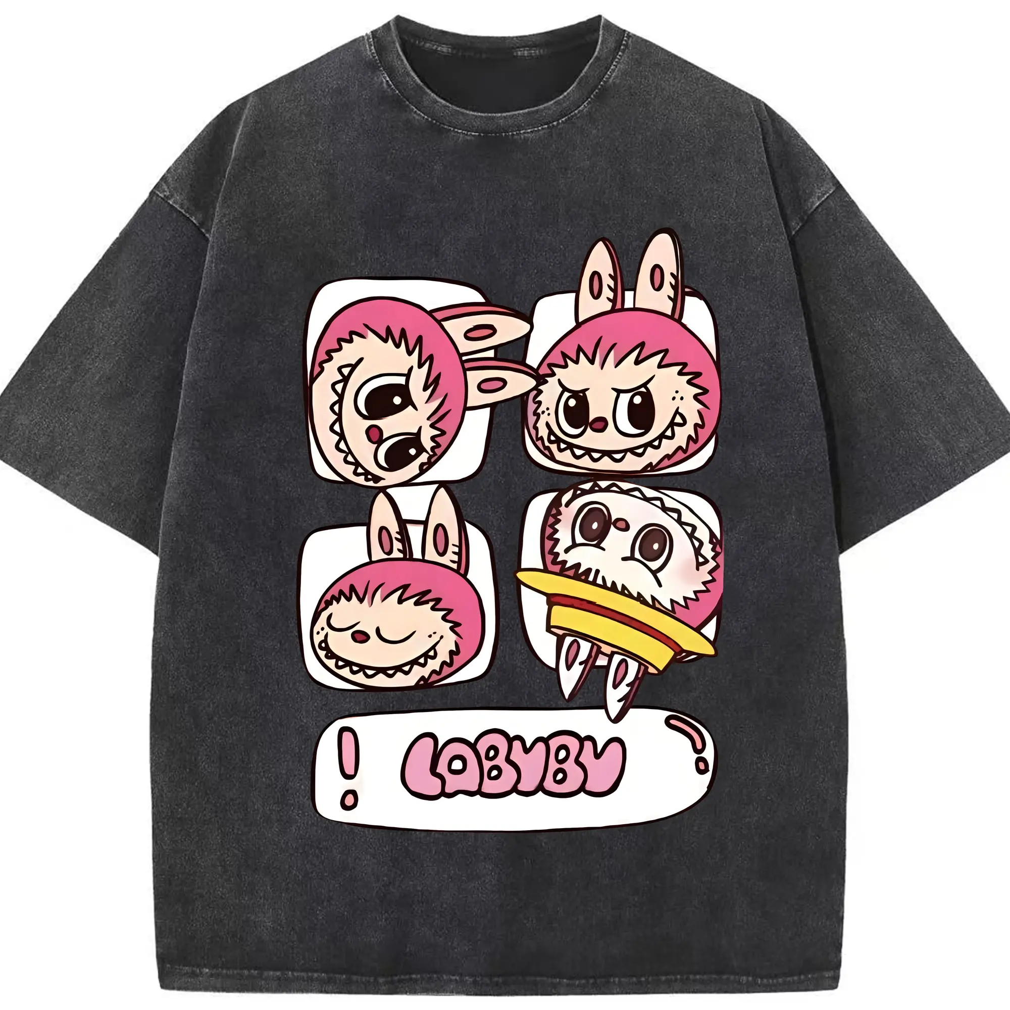 ラブブ グッズ モココ - 綿100％ ヴィンテージ風 半袖Tシャツ ・ フロントプリント ・ 柔らか肌触り ・ 通気性 快適 ・ スポーツ カジュアル 外出用