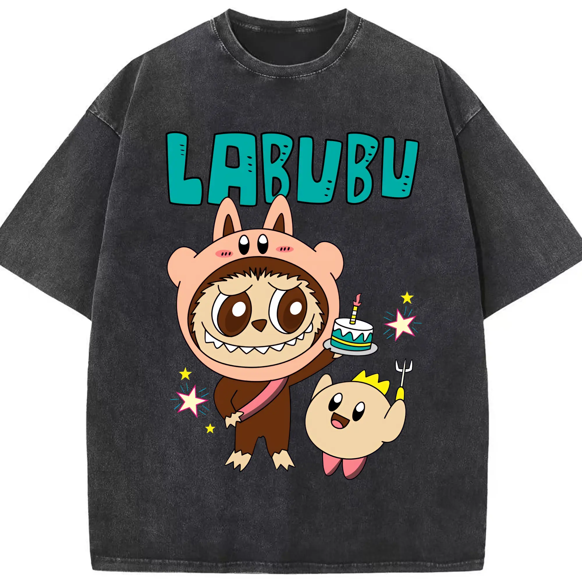 ラブブ グッズ モココ - 綿100％ ヴィンテージ風 半袖Tシャツ ・ フロントプリント ・ 柔らか肌触り ・ 通気性 快適 ・ スポーツ カジュアル 外出用