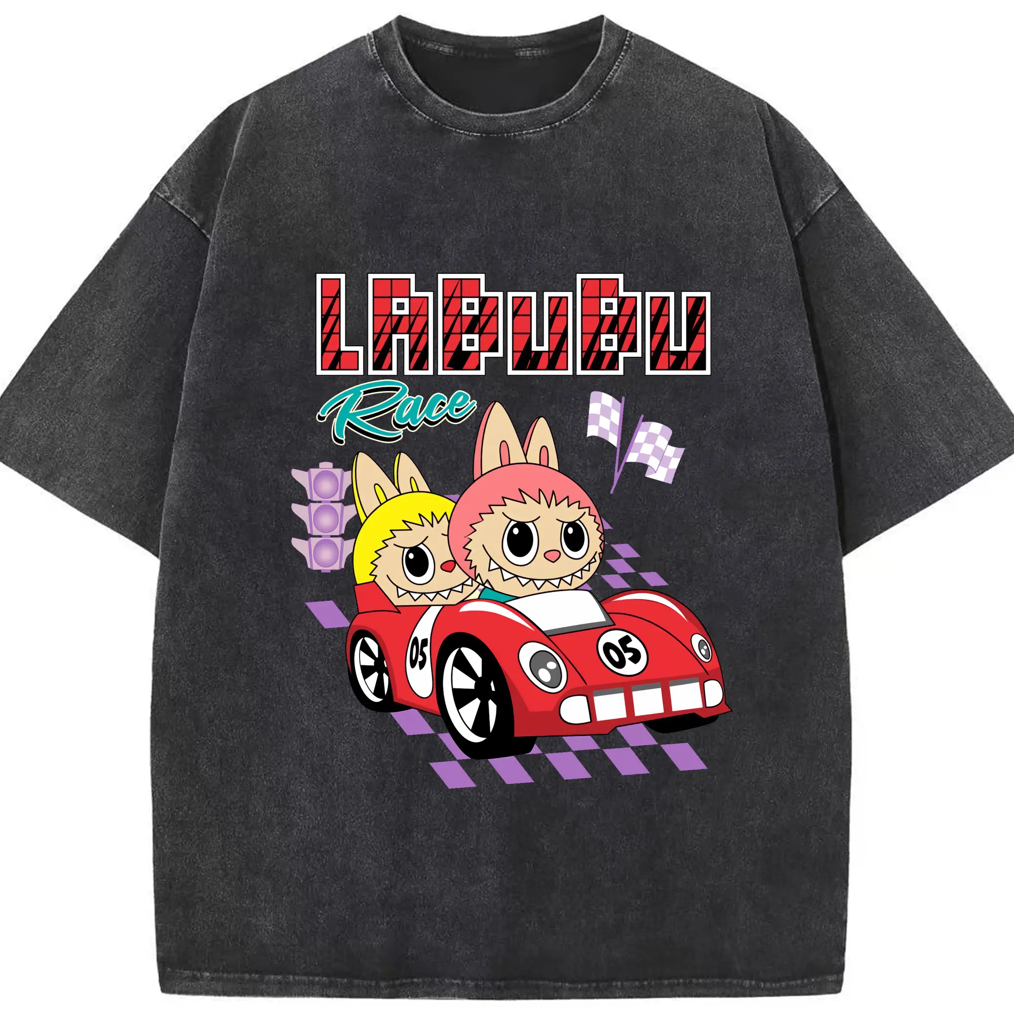 ラブブ グッズ モココ - 綿100％ ヴィンテージ風 半袖Tシャツ ・ フロントプリント ・ 柔らか肌触り ・ 通気性 快適 ・ スポーツ カジュアル 外出用