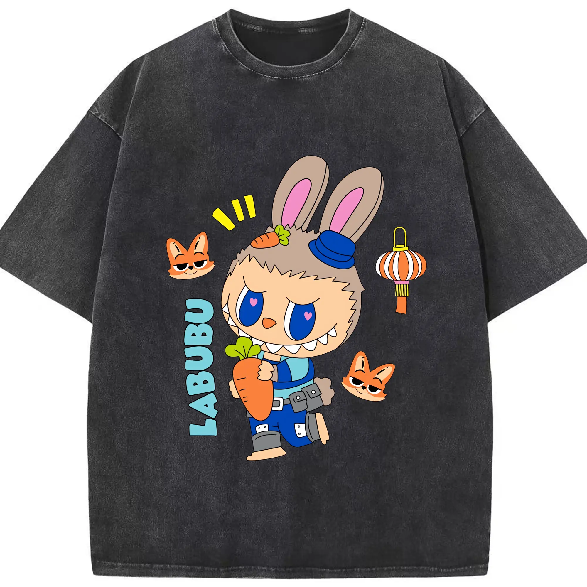 ラブブ グッズ モココ - 綿100％ ヴィンテージ風 半袖Tシャツ ・ フロントプリント ・ 柔らか肌触り ・ 通気性 快適 ・ スポーツ カジュアル 外出用