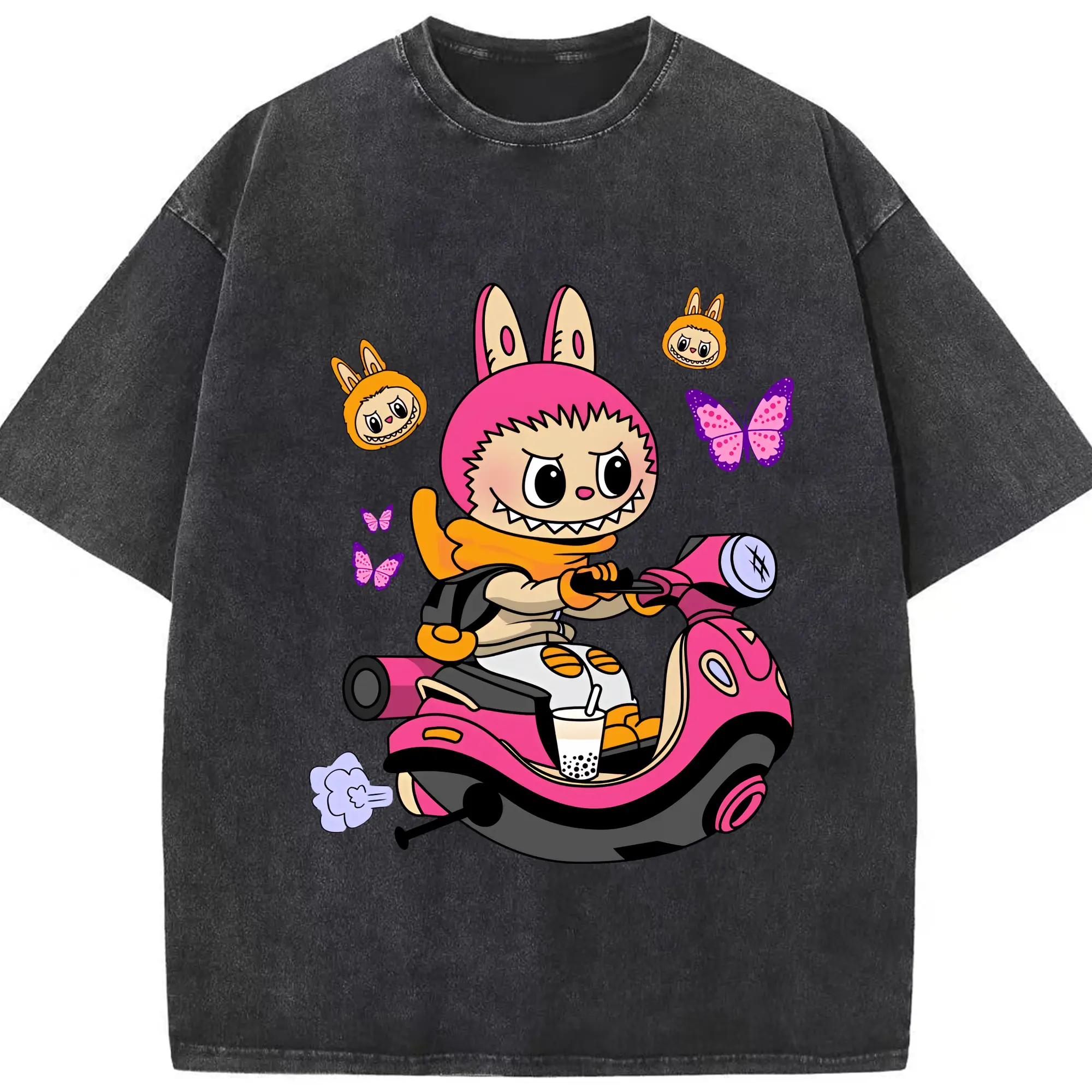 ラブブ グッズ モココ - 綿100％ ヴィンテージ風 半袖Tシャツ ・ フロントプリント ・ 柔らか肌触り ・ 通気性 快適 ・ スポーツ カジュアル 外出用