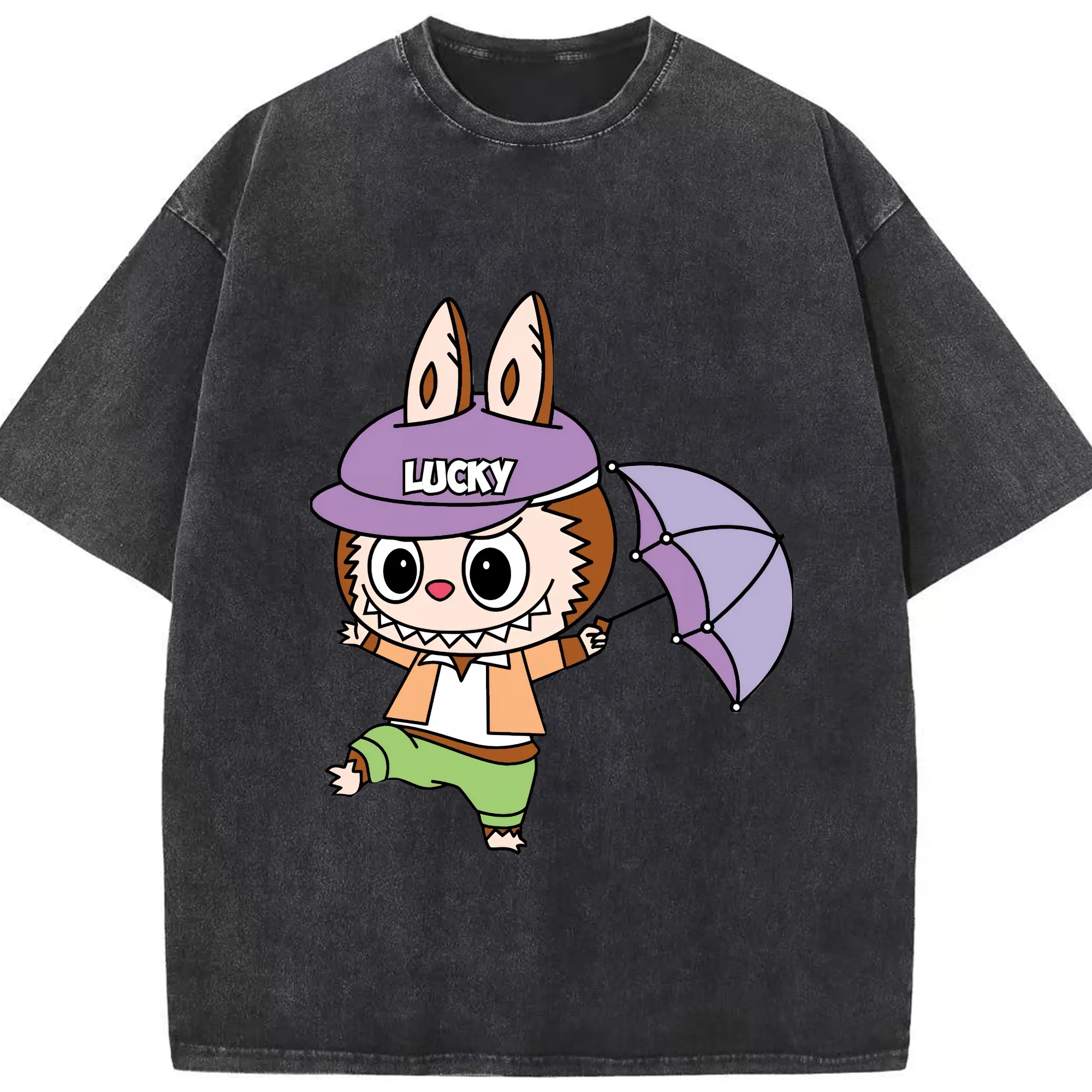 ラブブ グッズ モココ - 綿100％ ヴィンテージ風 半袖Tシャツ ・ フロントプリント ・ 柔らか肌触り ・ 通気性 快適 ・ スポーツ カジュアル 外出用