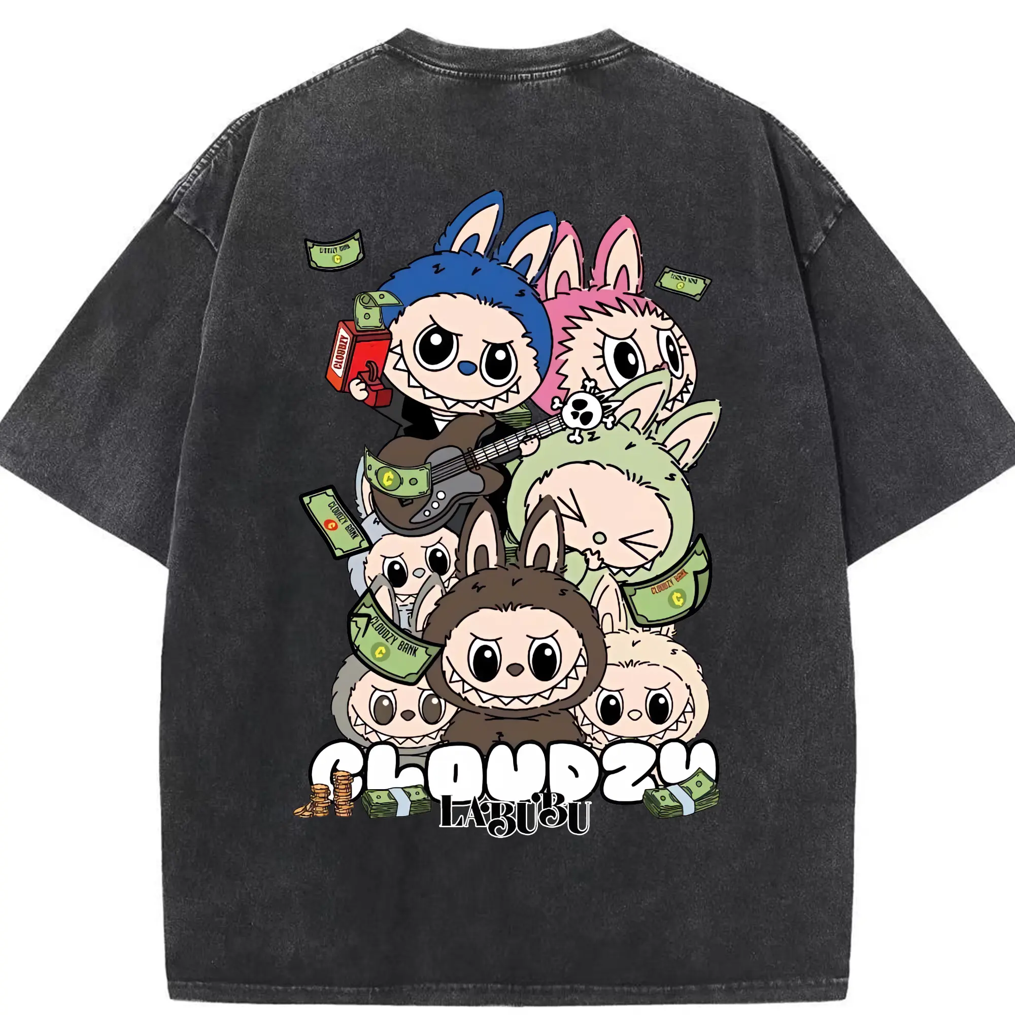 ラブブ グッズ モココ - 綿100％ ヴィンテージ風 半袖Tシャツ ・ 背面プリント ・ 柔らか肌触り ・ 通気性 快適 ・ スポーツ カジュアル 外出用