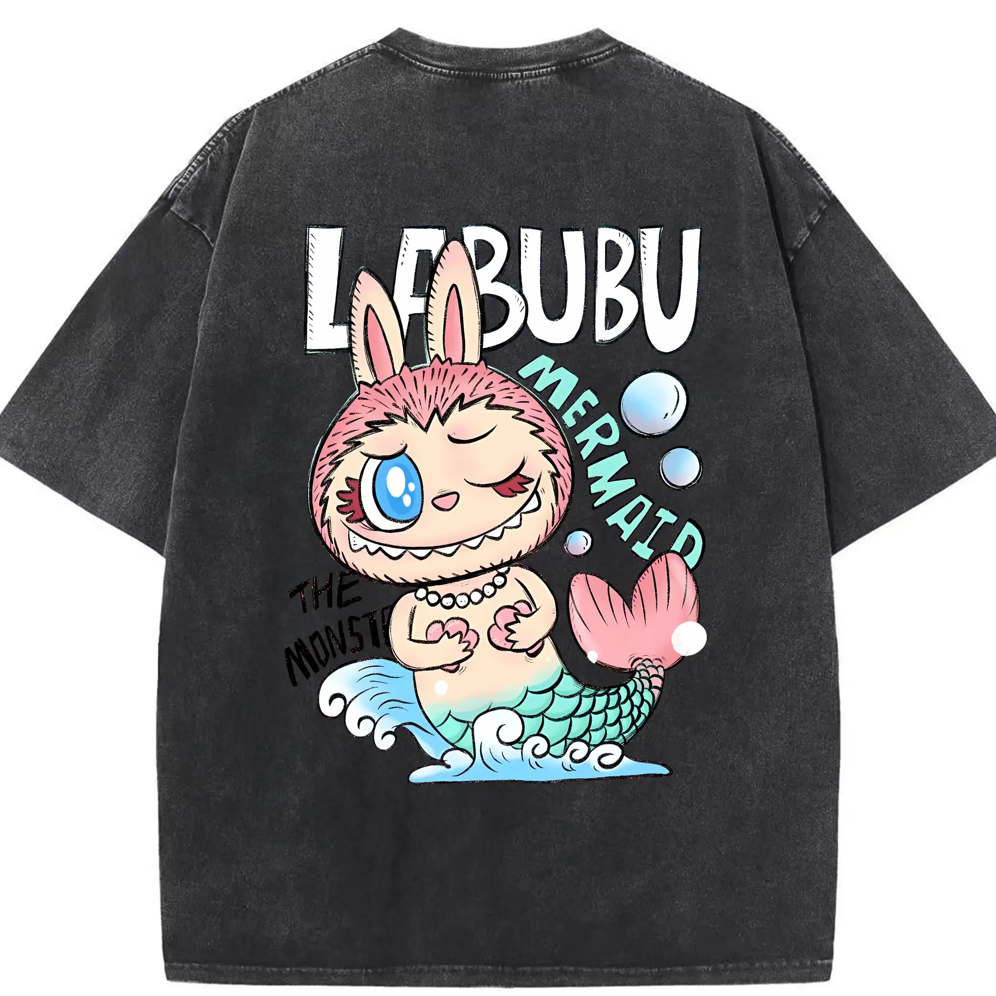 ラブブ グッズ モココ - 綿100％ ヴィンテージ風 半袖Tシャツ ・ 背面プリント ・ 柔らか肌触り ・ 通気性 快適 ・ スポーツ カジュアル 外出用