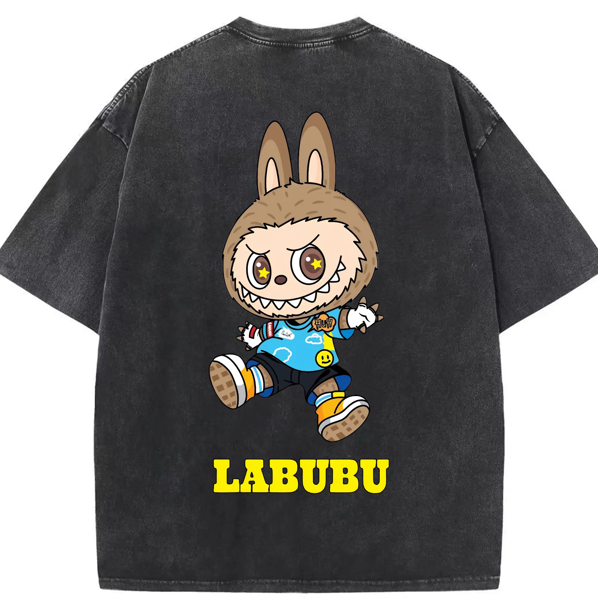 ラブブ グッズ モココ - 綿100％ ヴィンテージ風 半袖Tシャツ ・ 背面プリント ・ 柔らか肌触り ・ 通気性 快適 ・ スポーツ カジュアル 外出用
