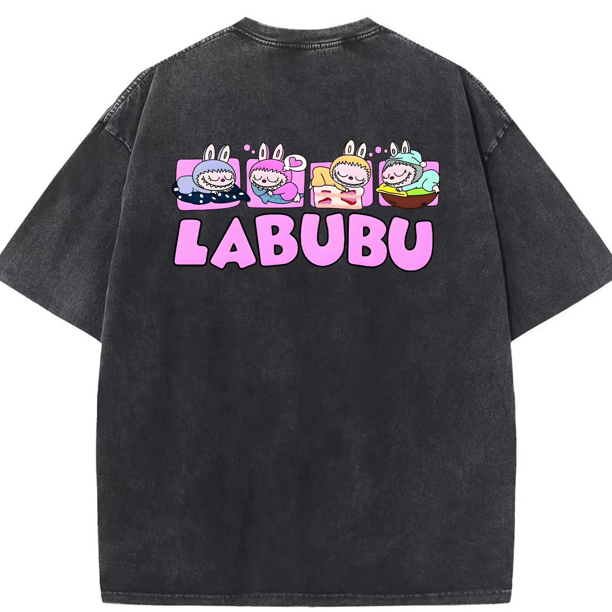 ラブブ グッズ モココ - 綿100％ ヴィンテージ風 半袖Tシャツ ・ 背面プリント ・ 柔らか肌触り ・ 通気性 快適 ・ スポーツ カジュアル 外出用