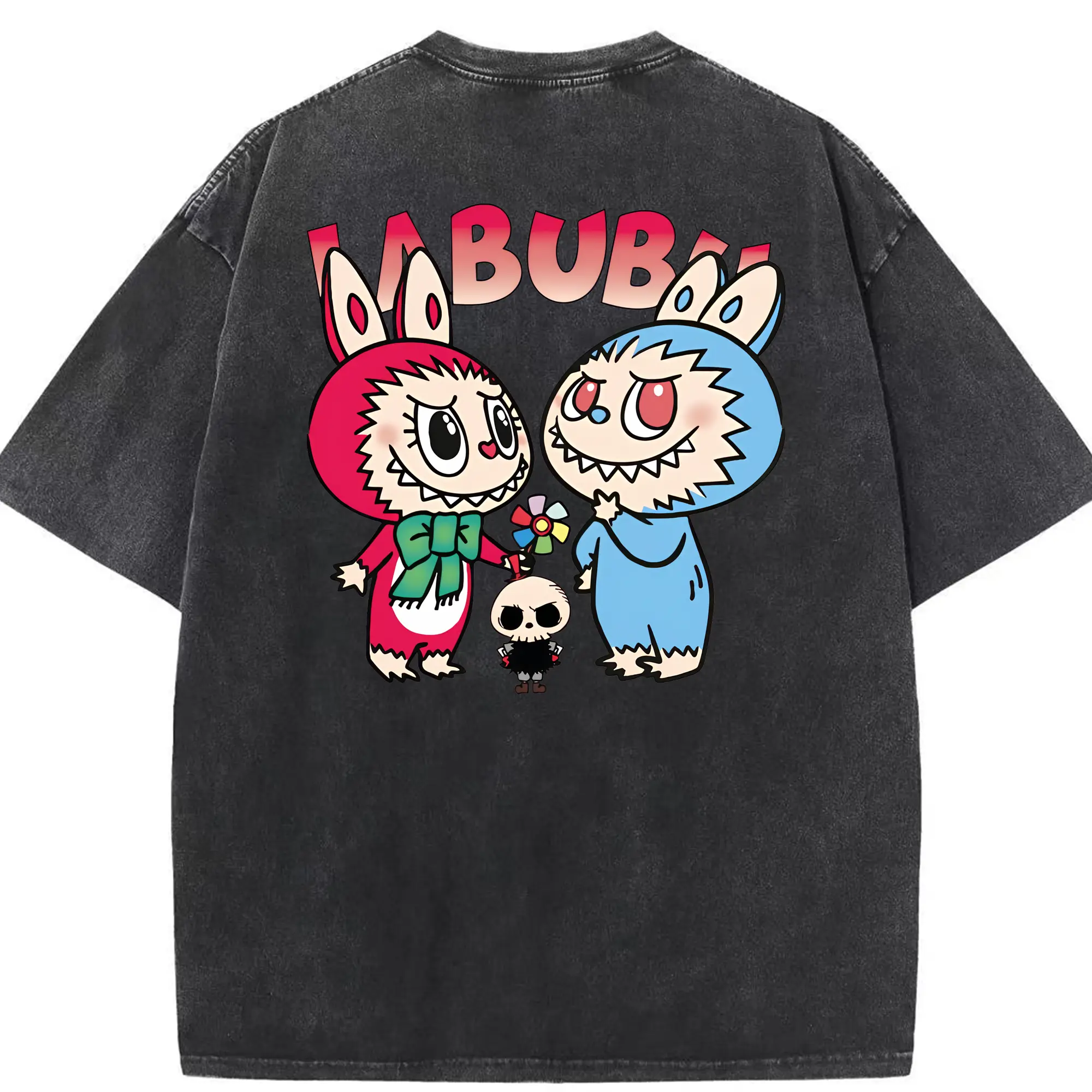 ラブブ グッズ モココ - 綿100％ ヴィンテージ風 半袖Tシャツ ・ 背面プリント ・ 柔らか肌触り ・ 通気性 快適 ・ スポーツ カジュアル 外出用