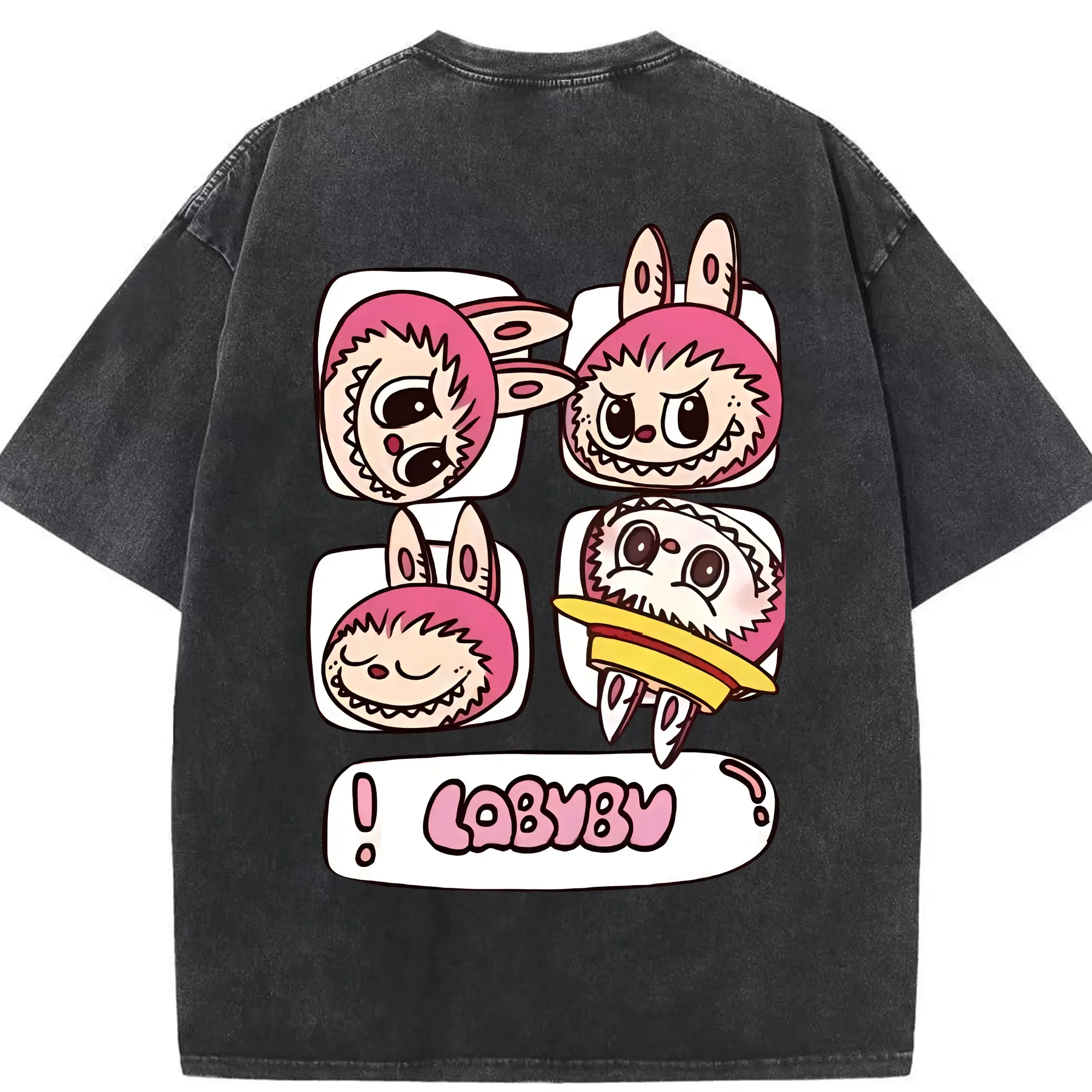 ラブブ グッズ モココ - 綿100％ ヴィンテージ風 半袖Tシャツ ・ 背面プリント ・ 柔らか肌触り ・ 通気性 快適 ・ スポーツ カジュアル 外出用