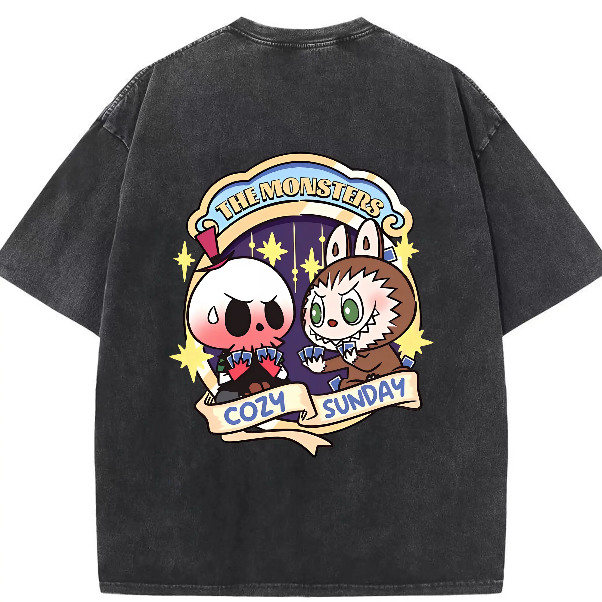 ラブブ グッズ モココ - 綿100％ ヴィンテージ風 半袖Tシャツ ・ 背面プリント ・ 柔らか肌触り ・ 通気性 快適 ・ スポーツ カジュアル 外出用