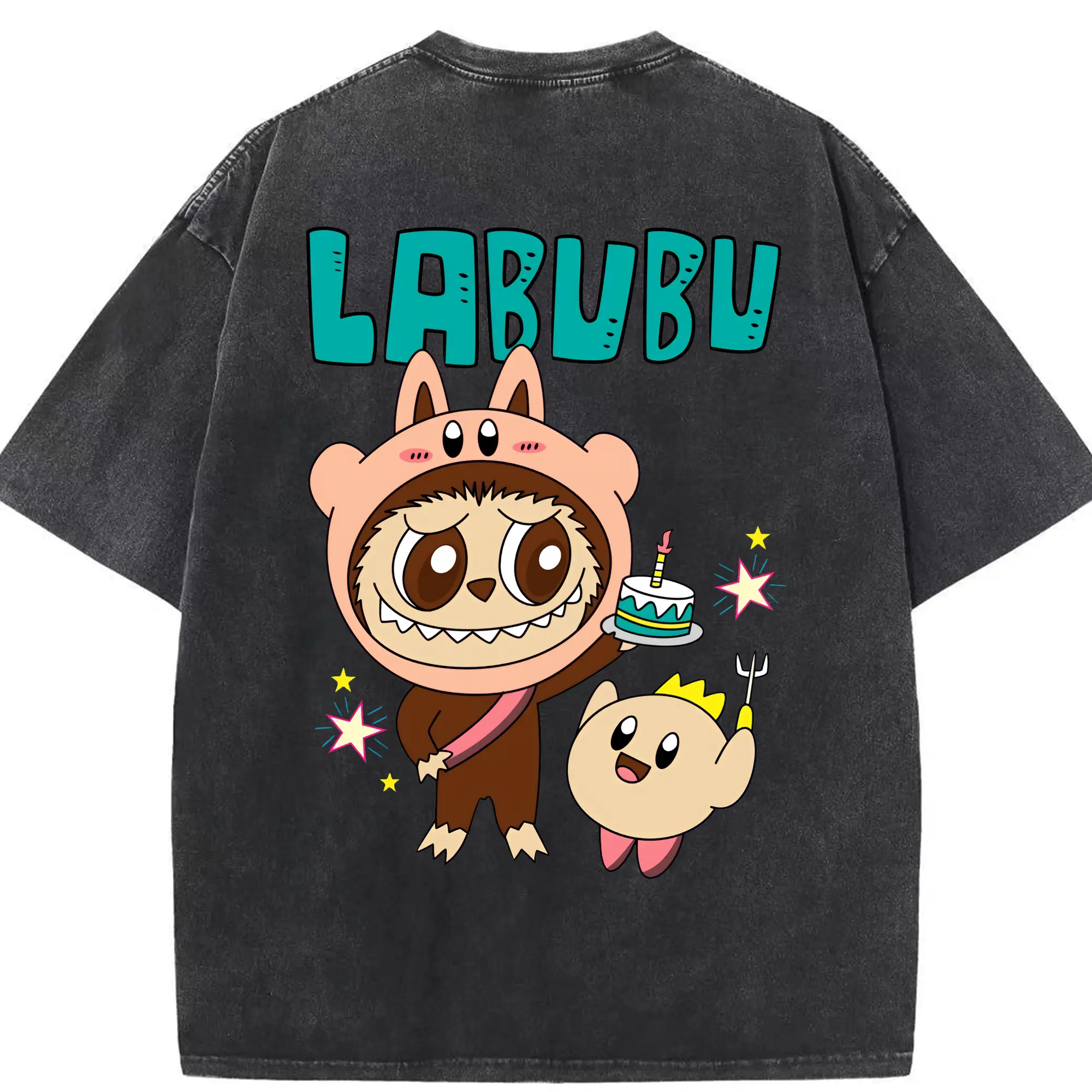 ラブブ グッズ モココ - 綿100％ ヴィンテージ風 半袖Tシャツ ・ 背面プリント ・ 柔らか肌触り ・ 通気性 快適 ・ スポーツ カジュアル 外出用