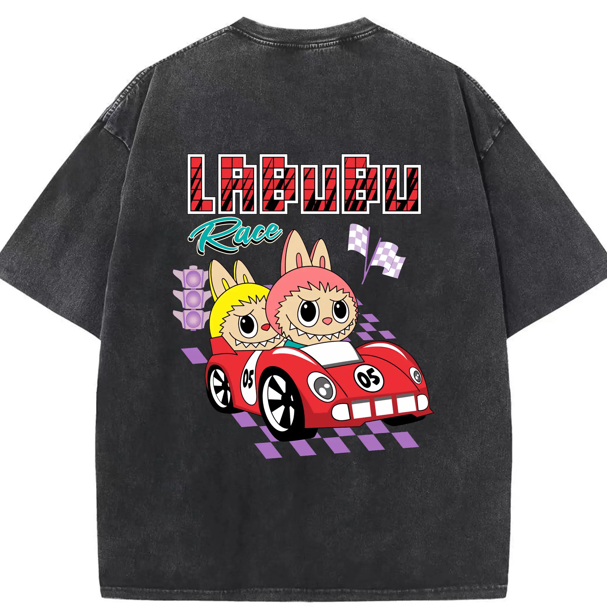 ラブブ グッズ モココ - 綿100％ ヴィンテージ風 半袖Tシャツ ・ 背面プリント ・ 柔らか肌触り ・ 通気性 快適 ・ スポーツ カジュアル 外出用