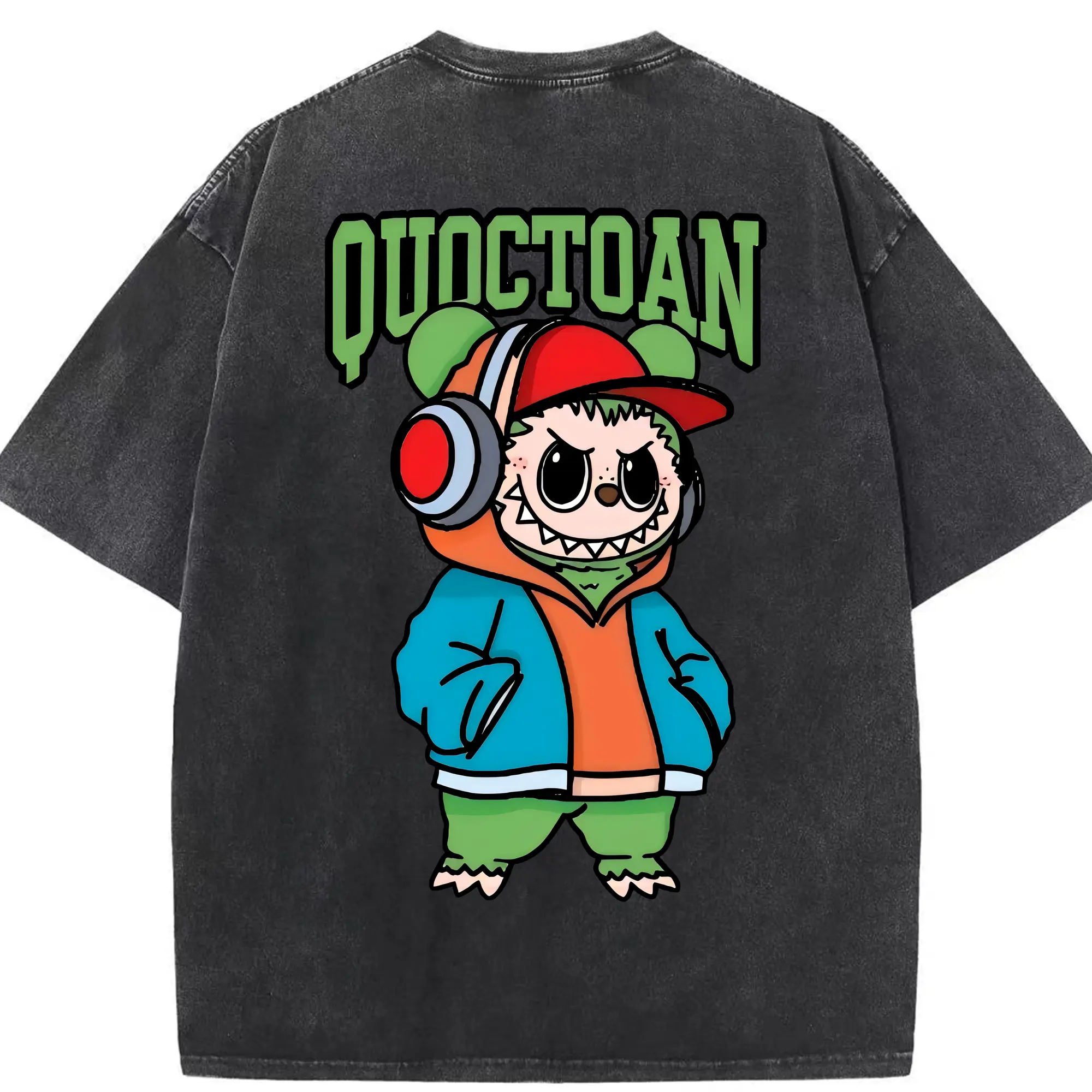 ラブブ グッズ モココ - 綿100％ ヴィンテージ風 半袖Tシャツ ・ 背面プリント ・ 柔らか肌触り ・ 通気性 快適 ・ スポーツ カジュアル 外出用