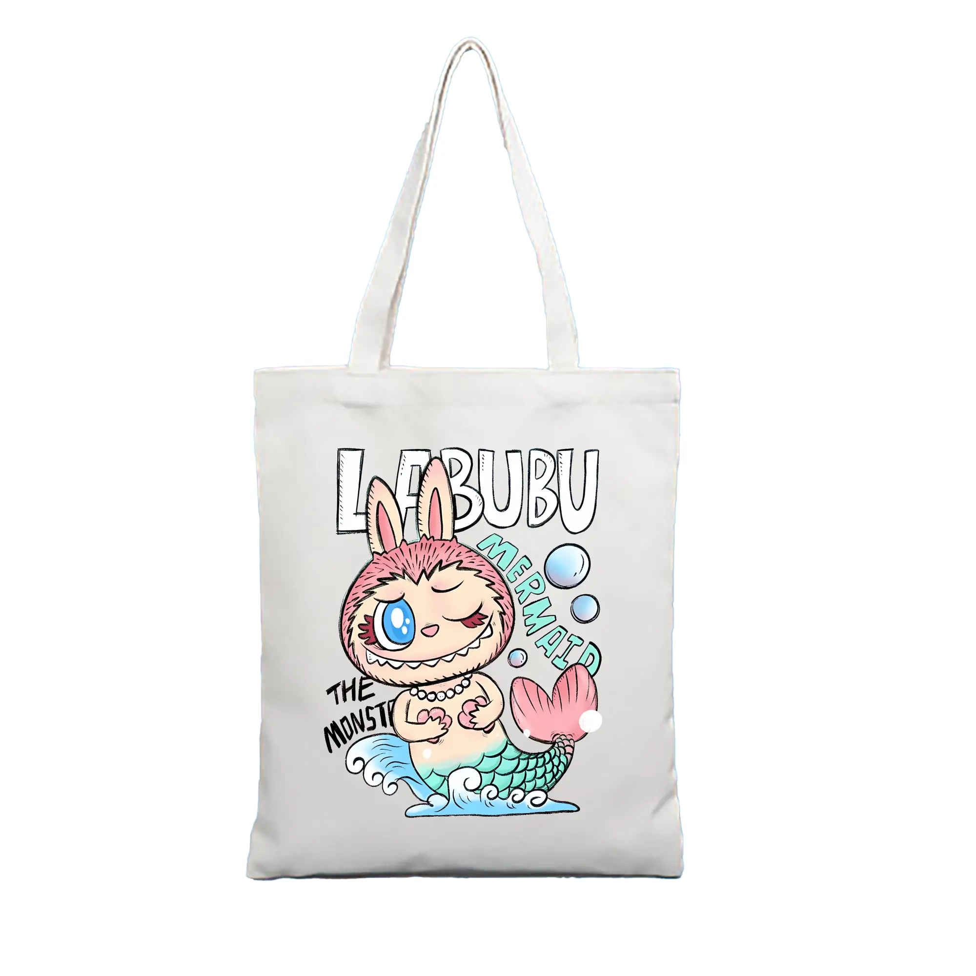 ラブブ グッズ モココ - 縦型キャンバス手提げバッグ（トートバッグ） ・ キャンバス素材 ・ ショッピング用 ・ 軽量 丈夫 お手入れ簡単