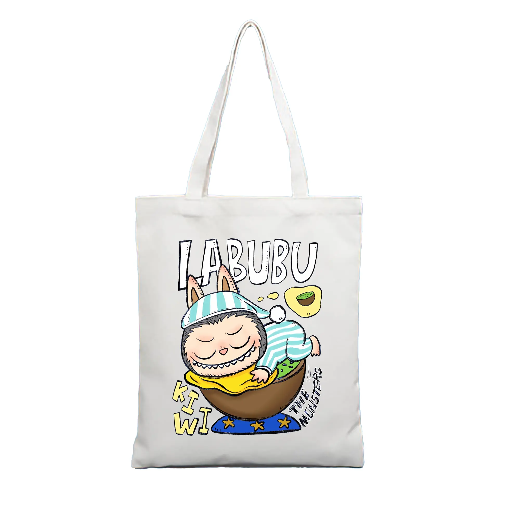 ラブブ グッズ モココ - 縦型キャンバス手提げバッグ（トートバッグ） ・ キャンバス素材 ・ ショッピング用 ・ 軽量 丈夫 お手入れ簡単