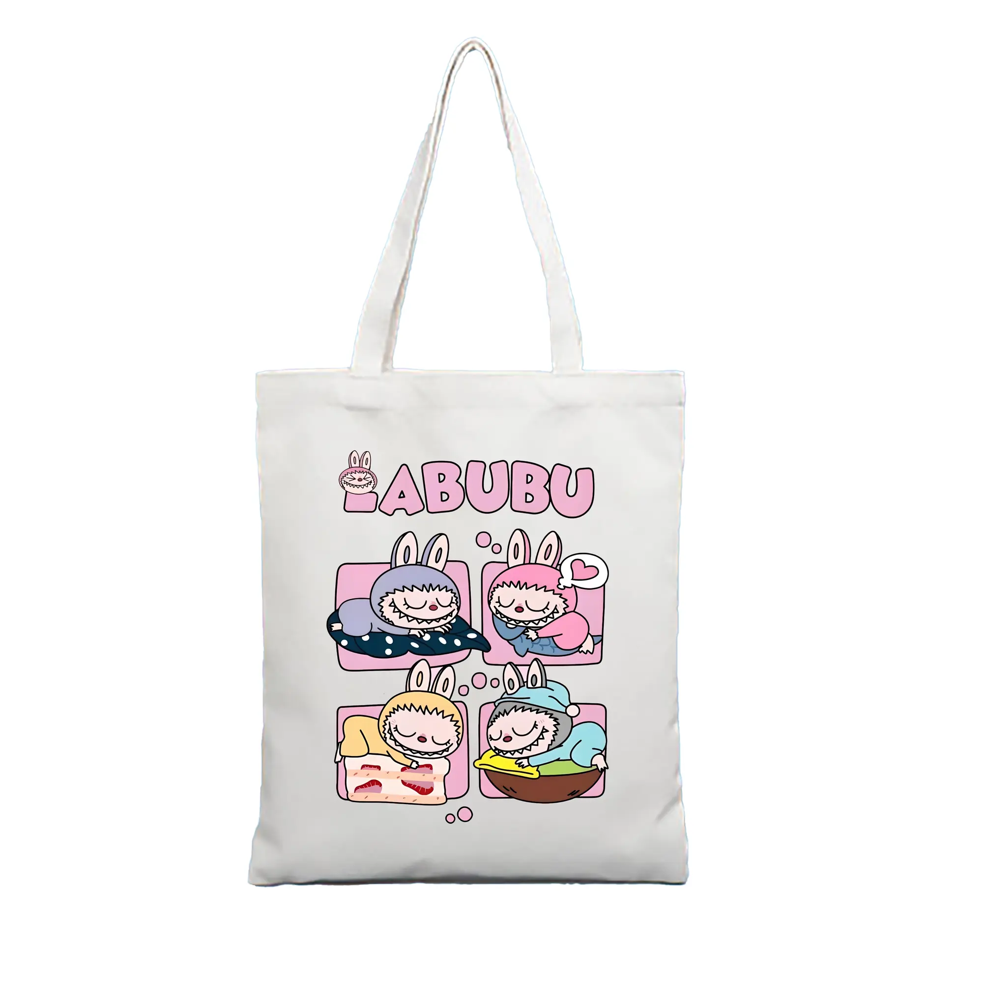 ラブブ グッズ モココ - 縦型キャンバス手提げバッグ（トートバッグ） ・ キャンバス素材 ・ ショッピング用 ・ 軽量 丈夫 お手入れ簡単