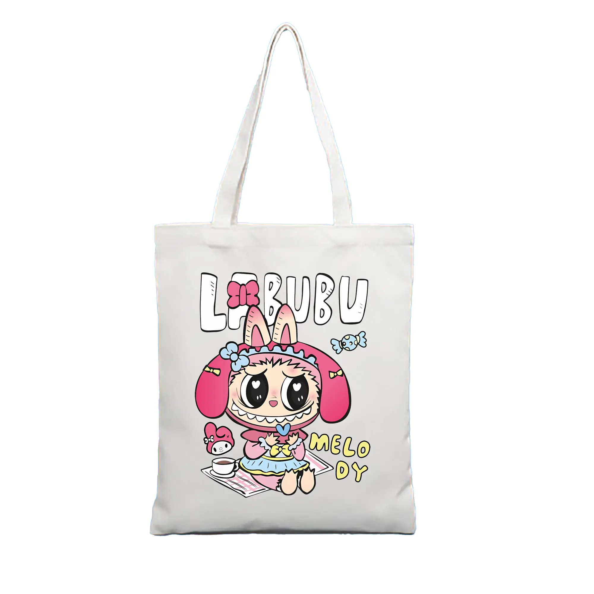 ラブブ グッズ モココ - 縦型キャンバス手提げバッグ（トートバッグ） ・ キャンバス素材 ・ ショッピング用 ・ 軽量 丈夫 お手入れ簡単