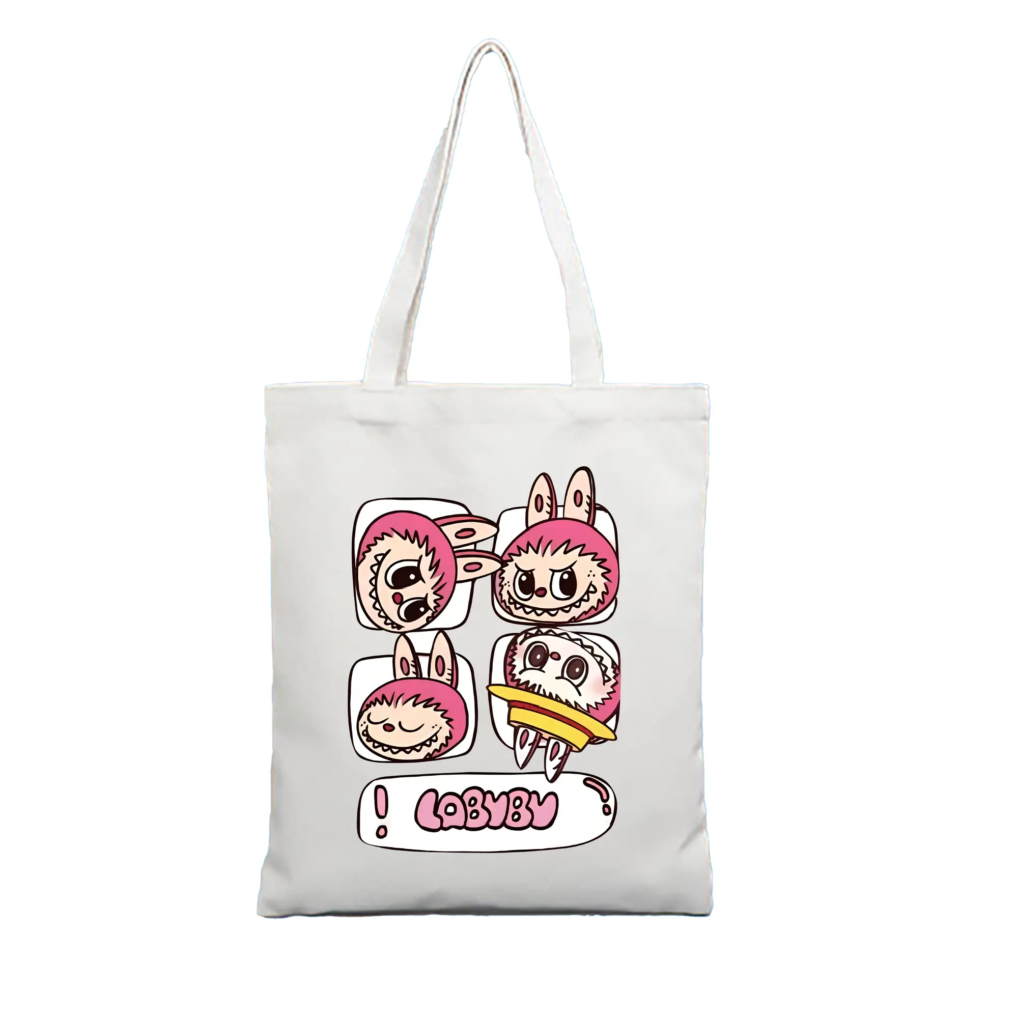 ラブブ グッズ モココ - 縦型キャンバス手提げバッグ（トートバッグ） ・ キャンバス素材 ・ ショッピング用 ・ 軽量 丈夫 お手入れ簡単
