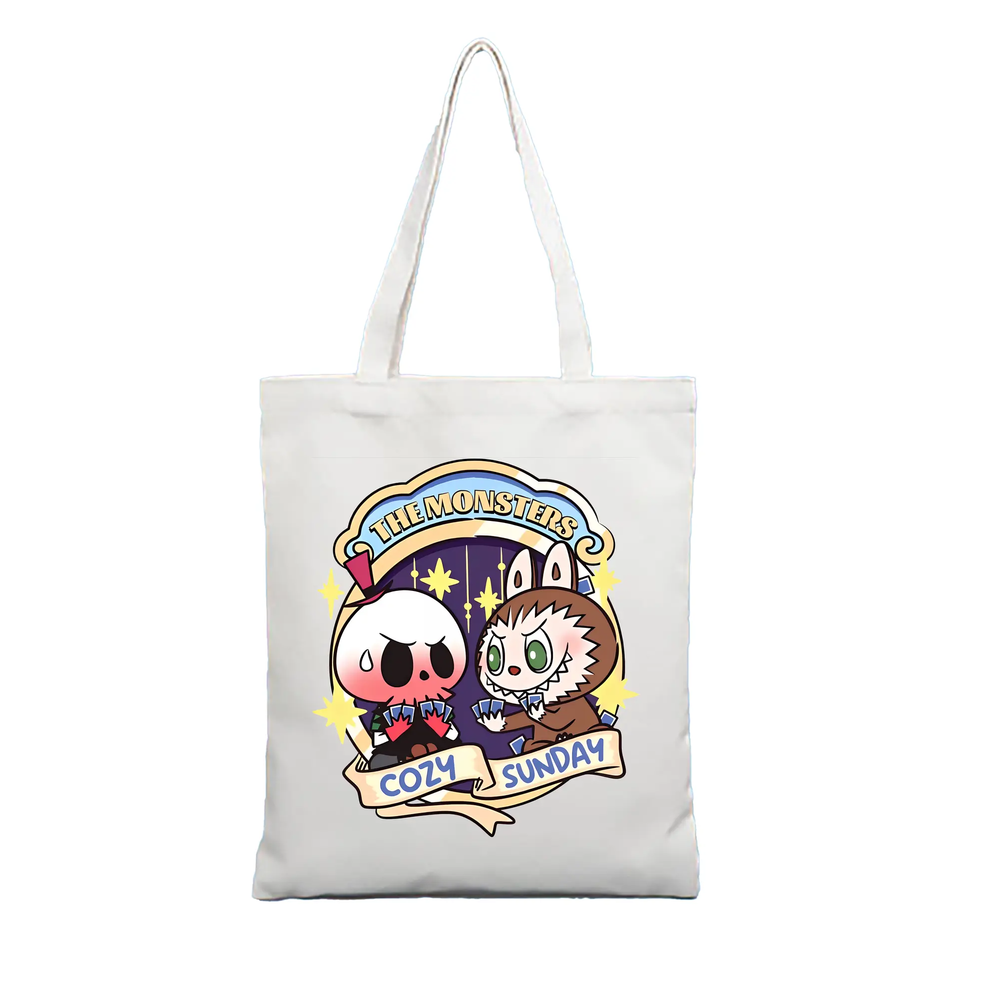 ラブブ グッズ モココ - 縦型キャンバス手提げバッグ（トートバッグ） ・ キャンバス素材 ・ ショッピング用 ・ 軽量 丈夫 お手入れ簡単