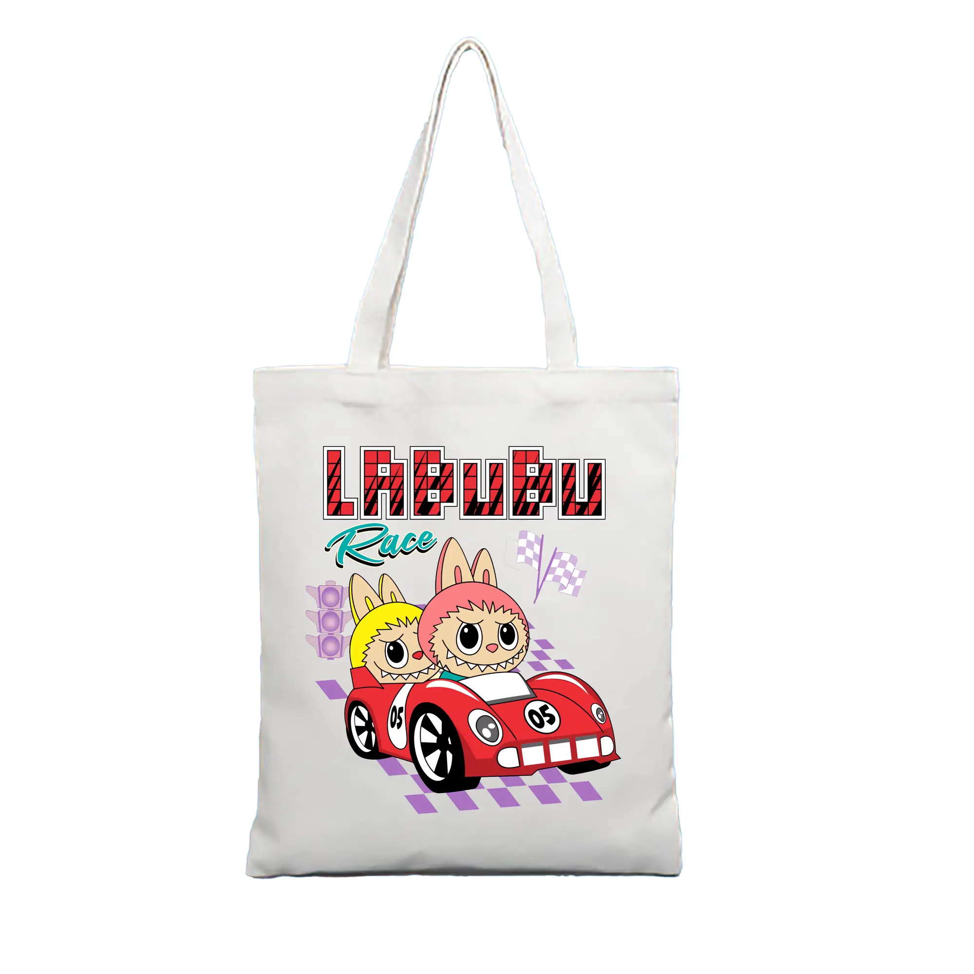 ラブブ グッズ モココ - 縦型キャンバス手提げバッグ（トートバッグ） ・ キャンバス素材 ・ ショッピング用 ・ 軽量 丈夫 お手入れ簡単