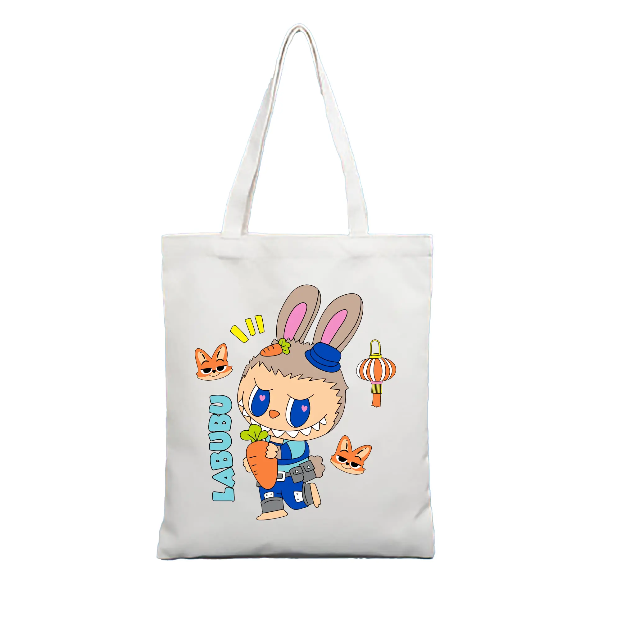 ラブブ グッズ モココ - 縦型キャンバス手提げバッグ（トートバッグ） ・ キャンバス素材 ・ ショッピング用 ・ 軽量 丈夫 お手入れ簡単