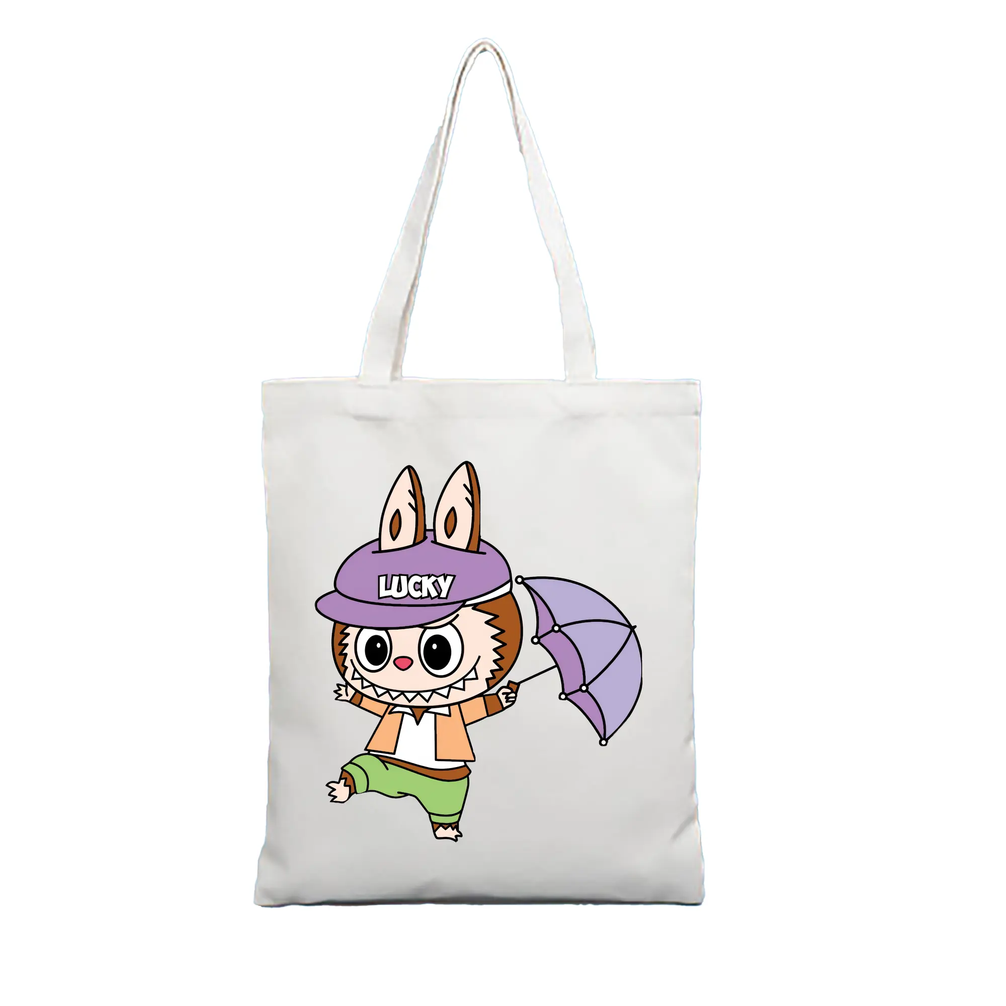 ラブブ グッズ モココ - 縦型キャンバス手提げバッグ（トートバッグ） ・ キャンバス素材 ・ ショッピング用 ・ 軽量 丈夫 お手入れ簡単