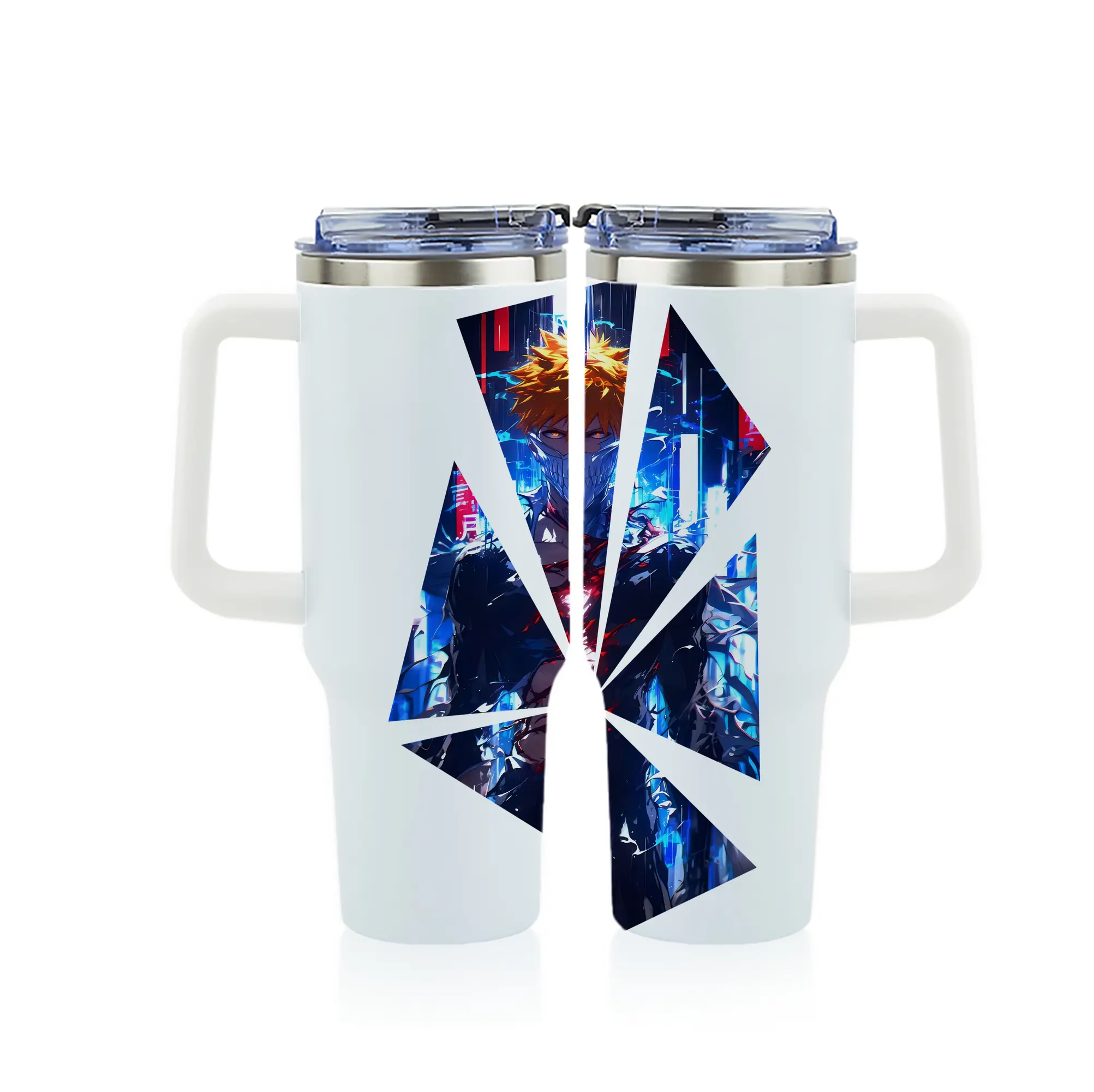 ブリーチ グッズ 黒崎 一護 - 1200mL フルプリント車用タンブラー ・ 304ステンレス 内側 ・ 201ステンレス 外側 ・ 保温 保冷 ・ 通勤 ドライブ アウトドア用