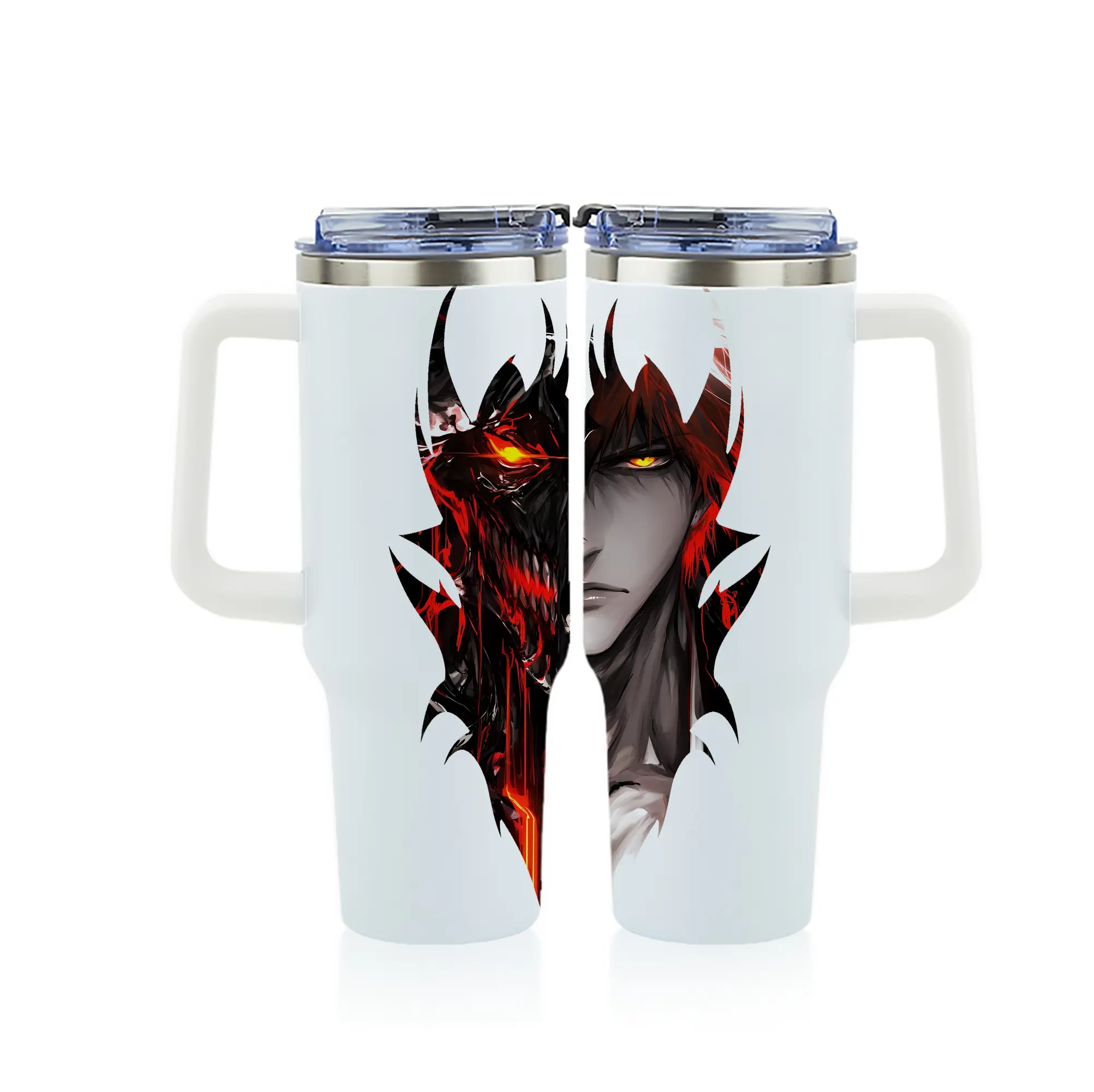 ブリーチ グッズ 黒崎 一護 - 1200mL フルプリント車用タンブラー ・ 304ステンレス 内側 ・ 201ステンレス 外側 ・ 保温 保冷 ・ 通勤 ドライブ アウトドア用