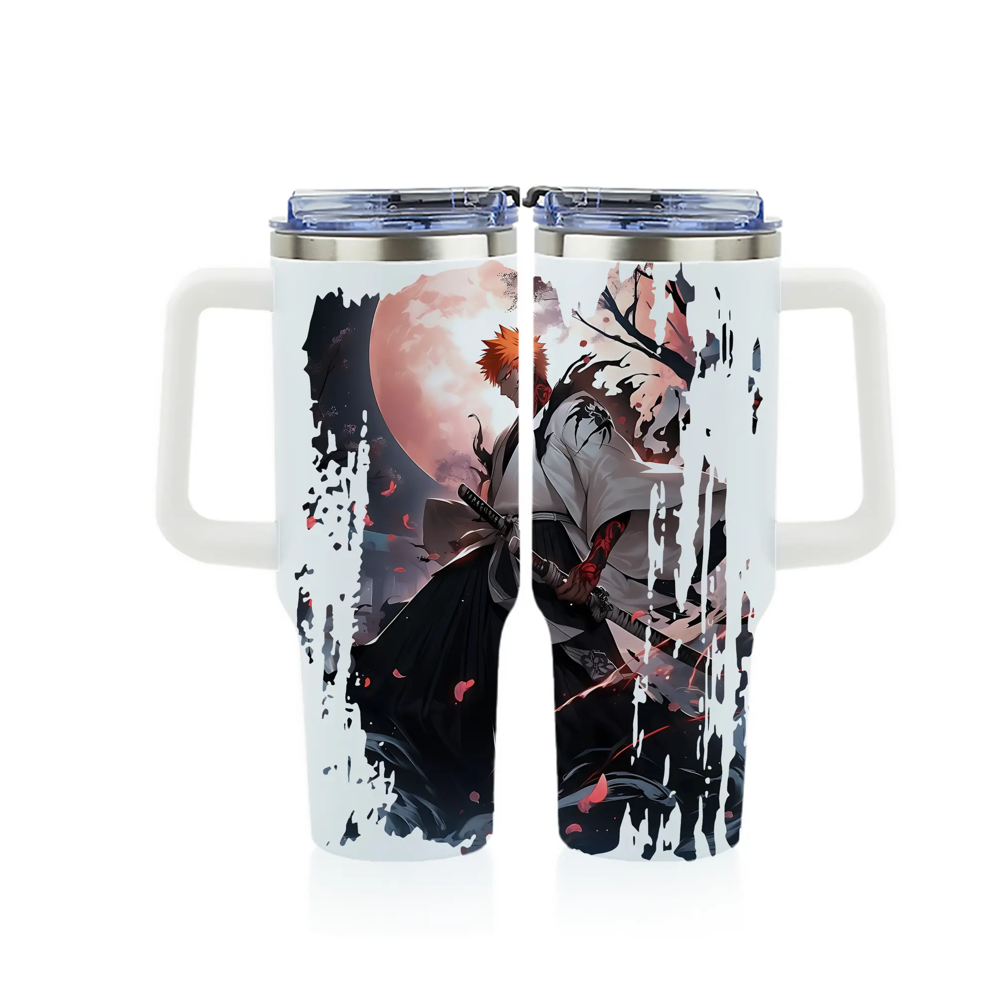 ブリーチ グッズ 黒崎 一護 - 1200mL フルプリント車用タンブラー ・ 304ステンレス 内側 ・ 201ステンレス 外側 ・ 保温 保冷 ・ 通勤 ドライブ アウトドア用