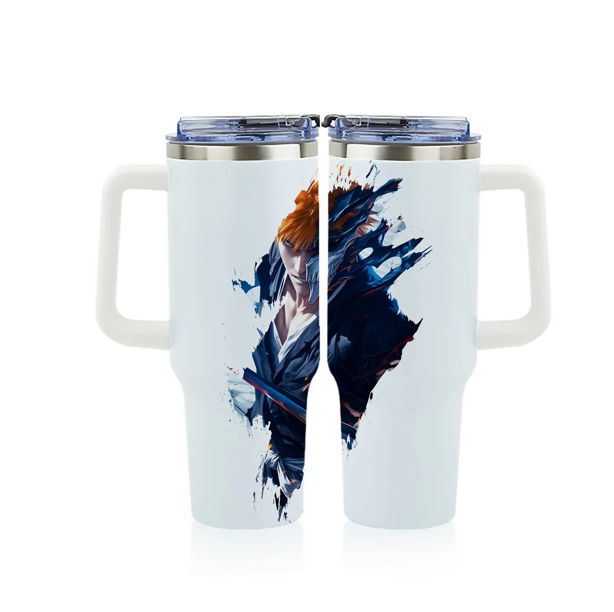 ブリーチ グッズ 黒崎 一護 - 1200mL フルプリント車用タンブラー ・ 304ステンレス 内側 ・ 201ステンレス 外側 ・ 保温 保冷 ・ 通勤 ドライブ アウトドア用