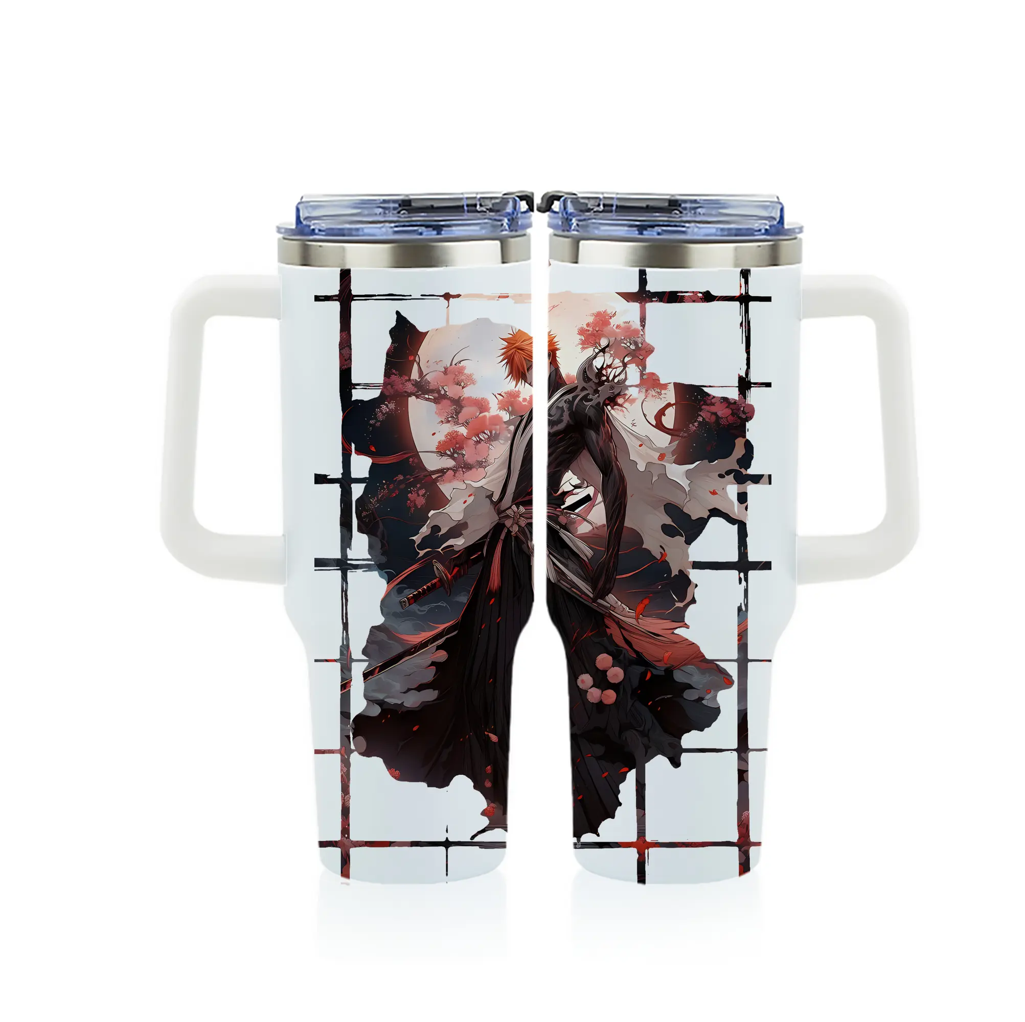 ブリーチ グッズ 黒崎 一護 - 1200mL フルプリント車用タンブラー ・ 304ステンレス 内側 ・ 201ステンレス 外側 ・ 保温 保冷 ・ 通勤 ドライブ アウトドア用