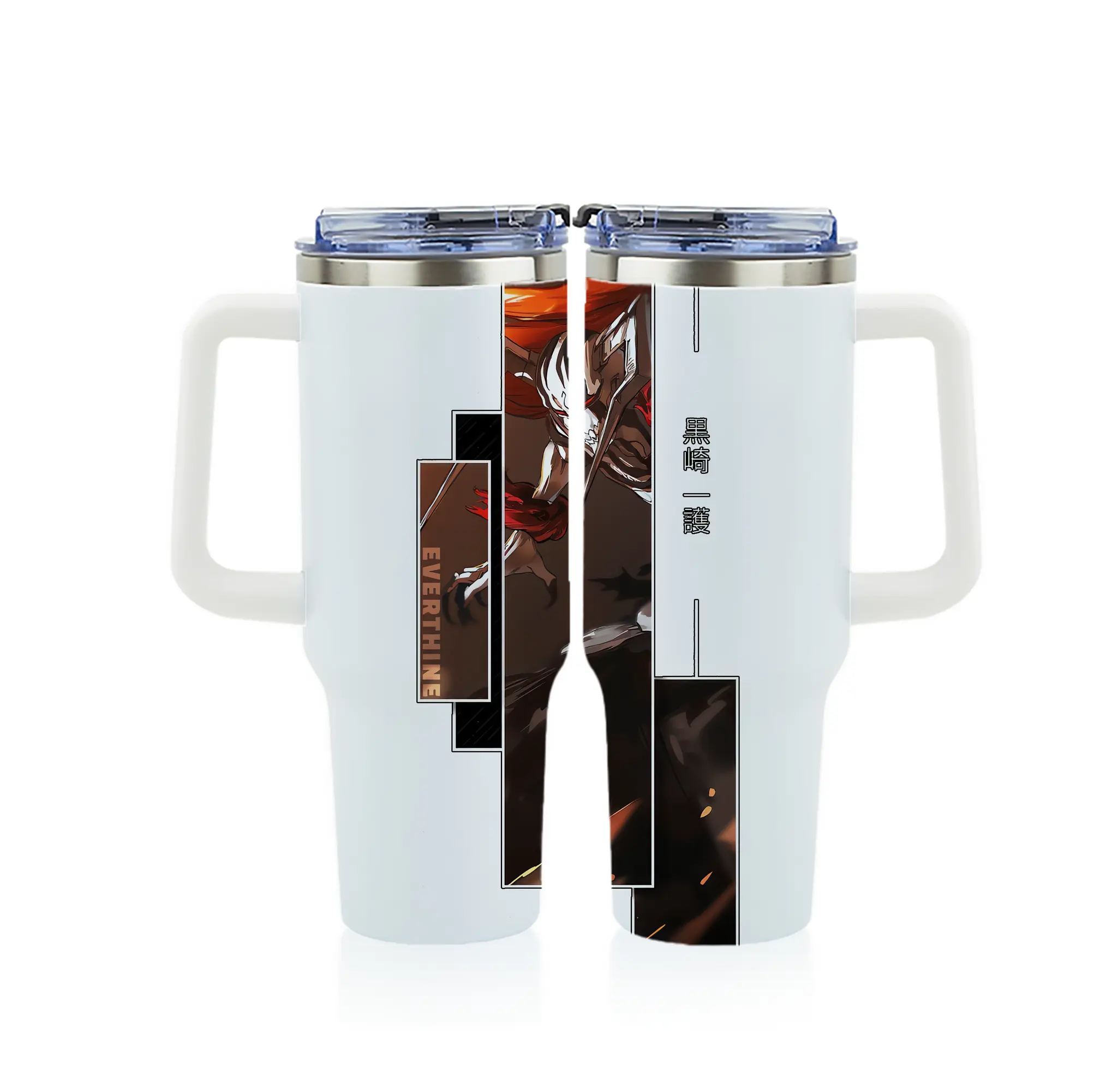 ブリーチ グッズ 黒崎 一護 - 1200mL フルプリント車用タンブラー ・ 304ステンレス 内側 ・ 201ステンレス 外側 ・ 保温 保冷 ・ 通勤 ドライブ アウトドア用