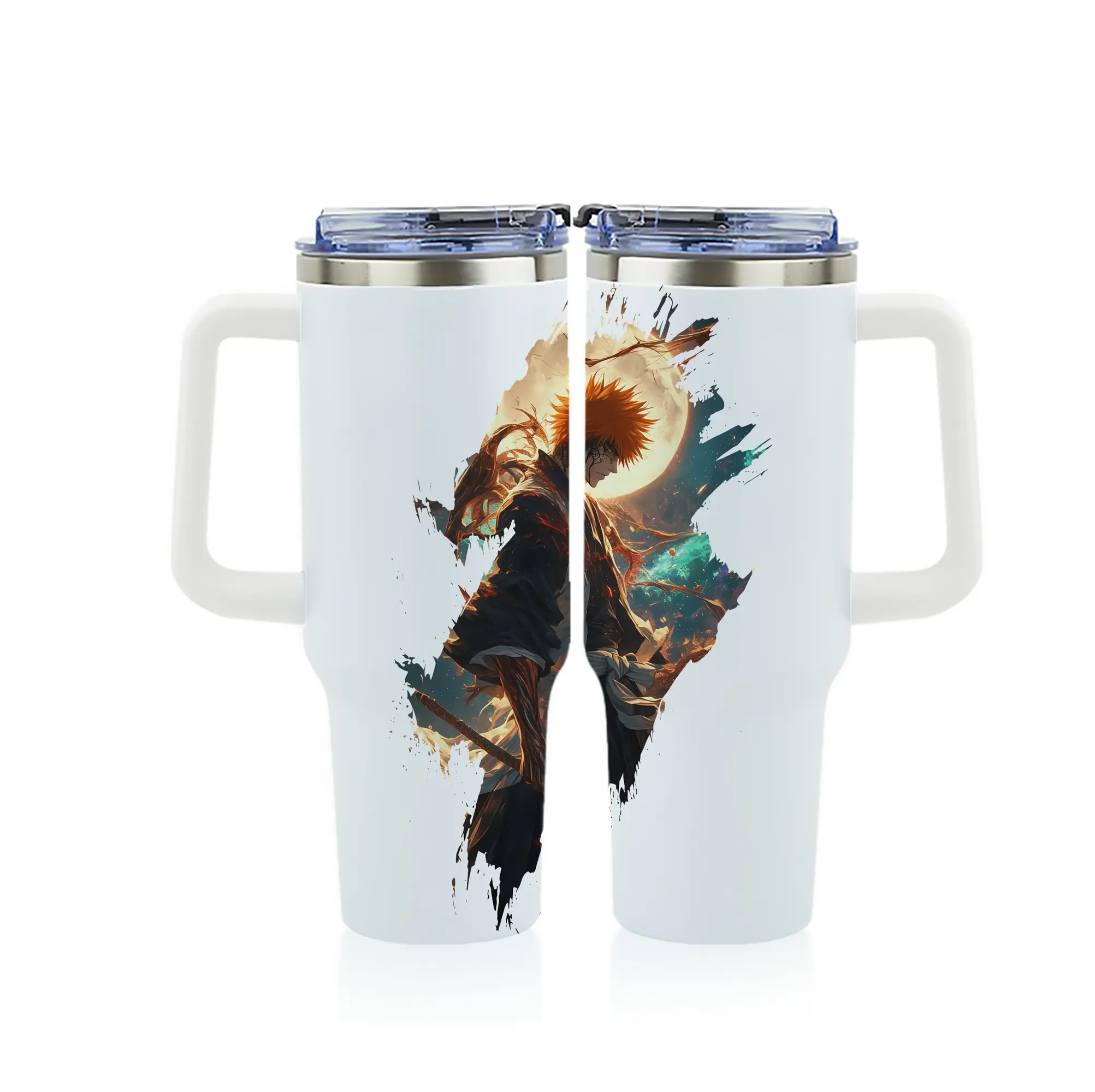 ブリーチ グッズ 黒崎 一護 - 1200mL フルプリント車用タンブラー ・ 304ステンレス 内側 ・ 201ステンレス 外側 ・ 保温 保冷 ・ 通勤 ドライブ アウトドア用