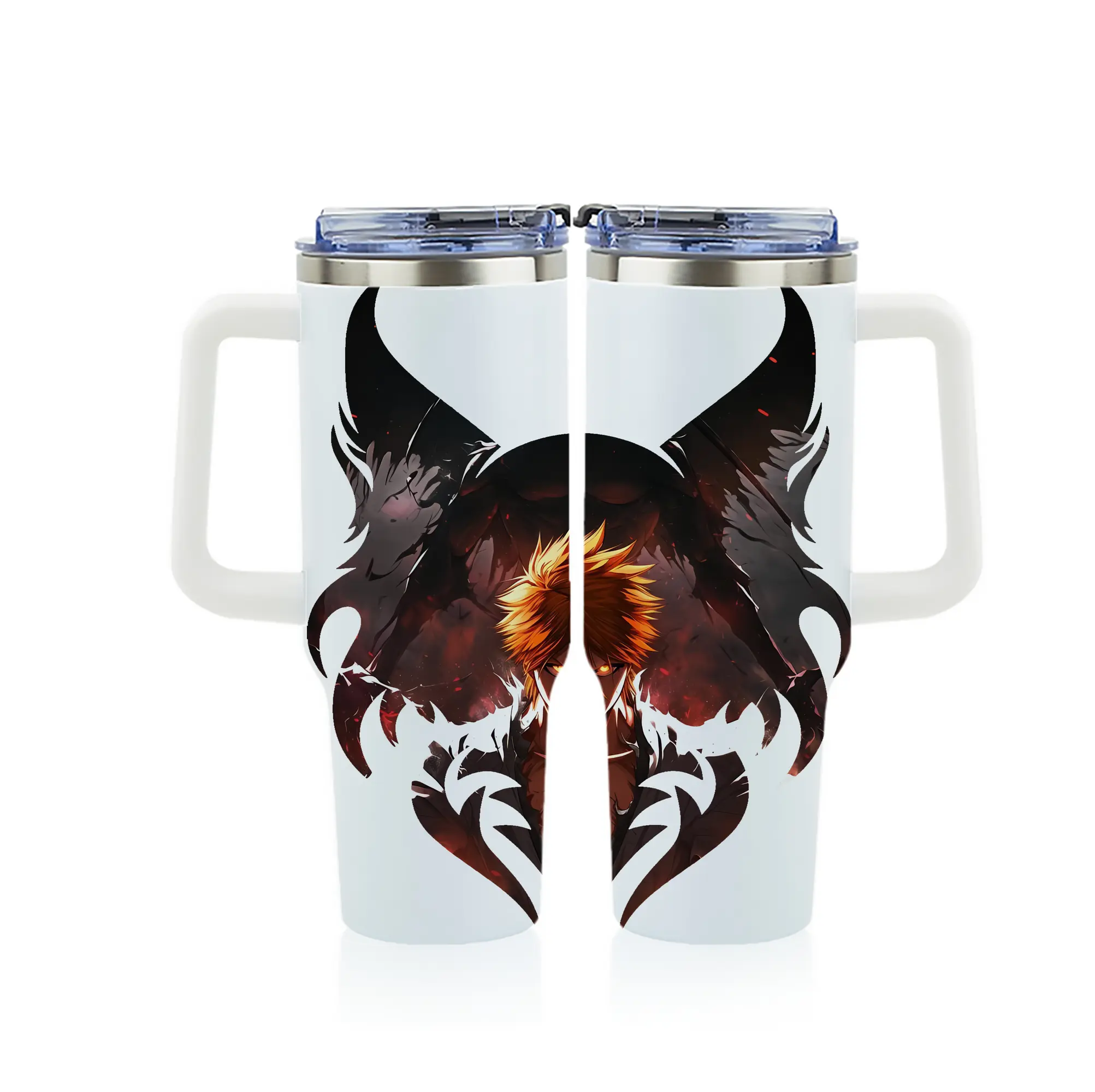 ブリーチ グッズ 黒崎 一護 - 1200mL フルプリント車用タンブラー ・ 304ステンレス 内側 ・ 201ステンレス 外側 ・ 保温 保冷 ・ 通勤 ドライブ アウトドア用