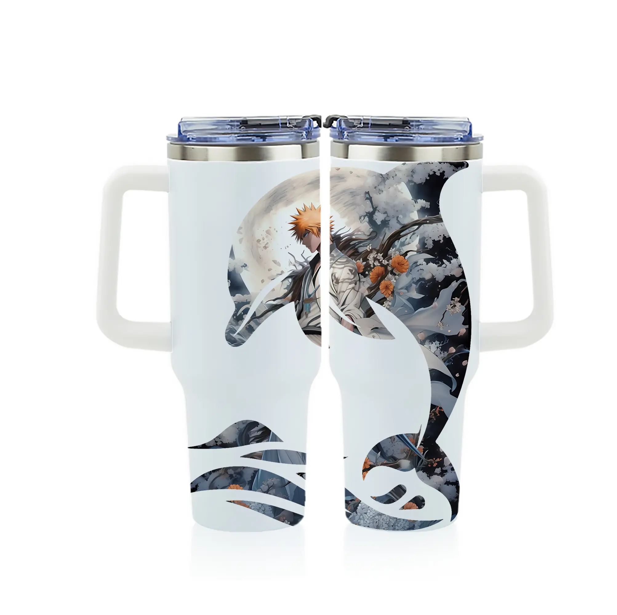 ブリーチ グッズ 黒崎 一護 - 1200mL フルプリント車用タンブラー ・ 304ステンレス 内側 ・ 201ステンレス 外側 ・ 保温 保冷 ・ 通勤 ドライブ アウトドア用