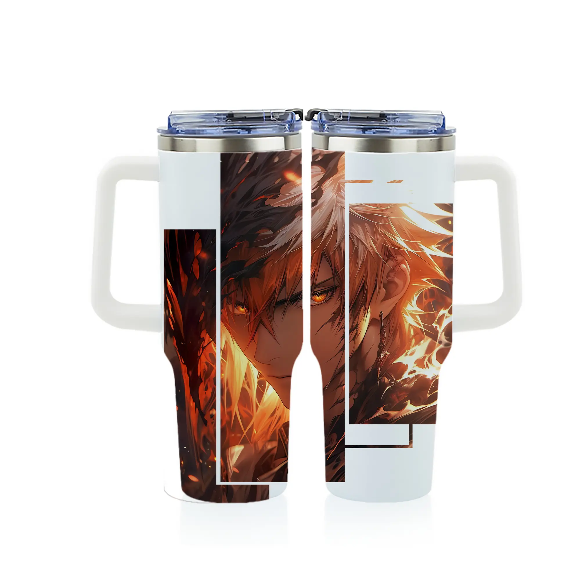 ブリーチ グッズ 黒崎 一護 - 1200mL フルプリント車用タンブラー ・ 304ステンレス 内側 ・ 201ステンレス 外側 ・ 保温 保冷 ・ 通勤 ドライブ アウトドア用