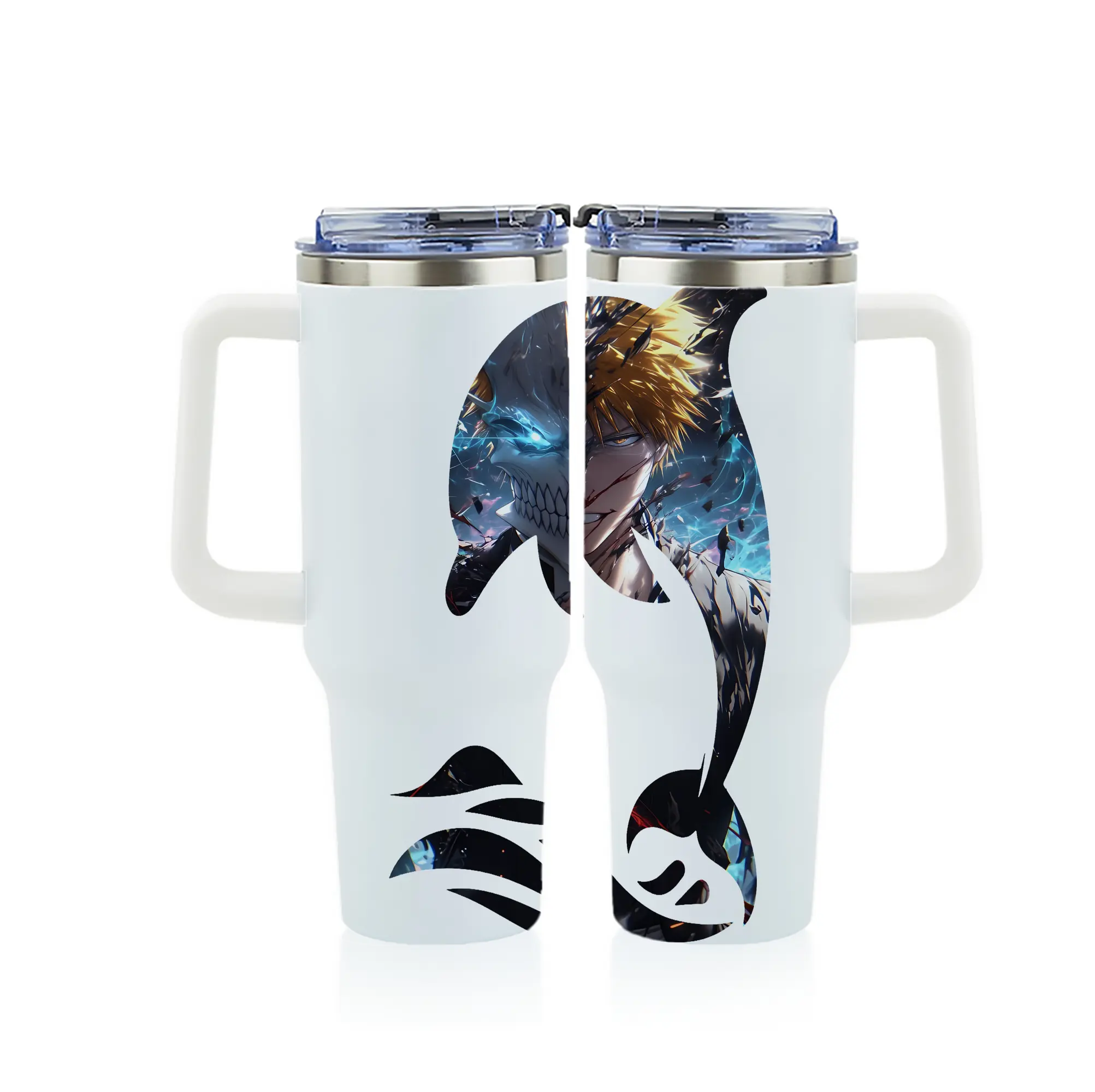 ブリーチ グッズ 黒崎 一護 - 1200mL フルプリント車用タンブラー ・ 304ステンレス 内側 ・ 201ステンレス 外側 ・ 保温 保冷 ・ 通勤 ドライブ アウトドア用